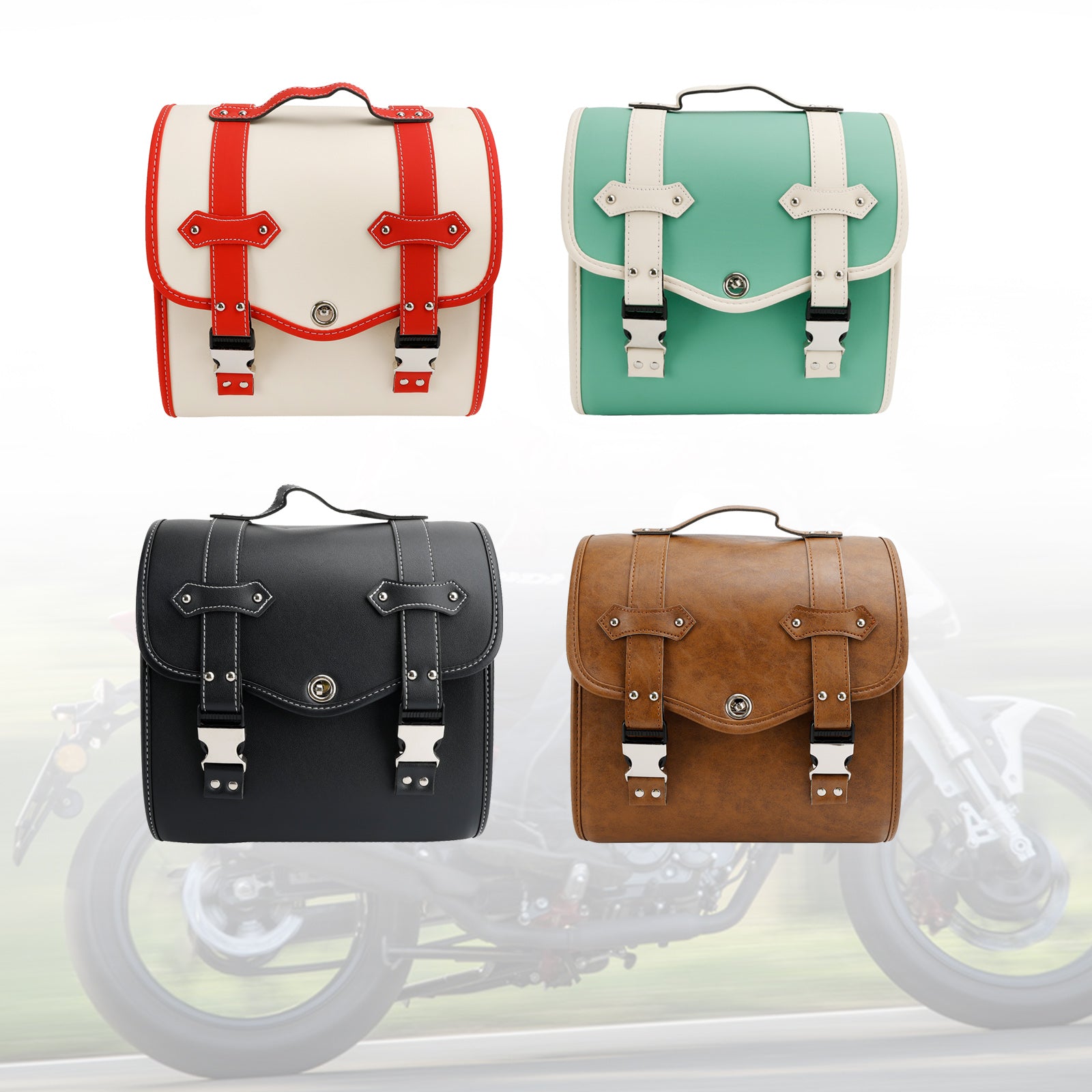 Saddlebag Side Storage Tool Bag Universal Quick Release Pu Motorcykel Brun