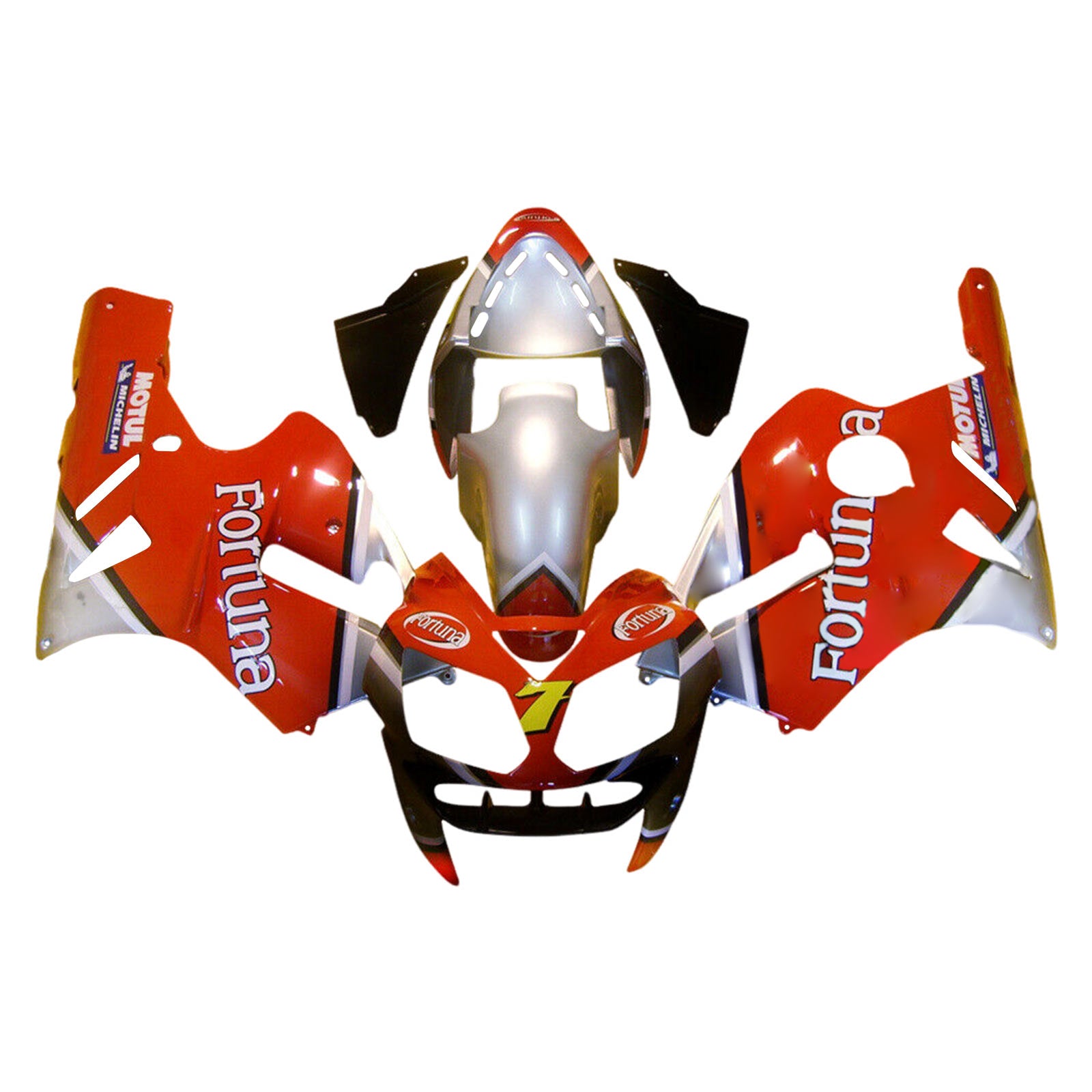 Amotopart 2002-2005 Kawasaki ZX12R Red Silver & White Fairing Kit