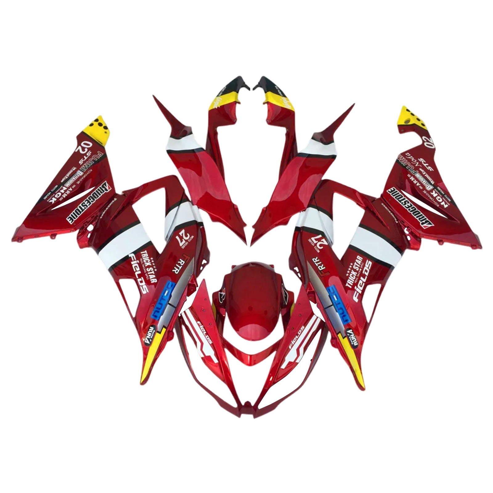 AMOTOPT 2013-2018 KAWASAKI ZX6R 636 RED WHITE Fairing Kit