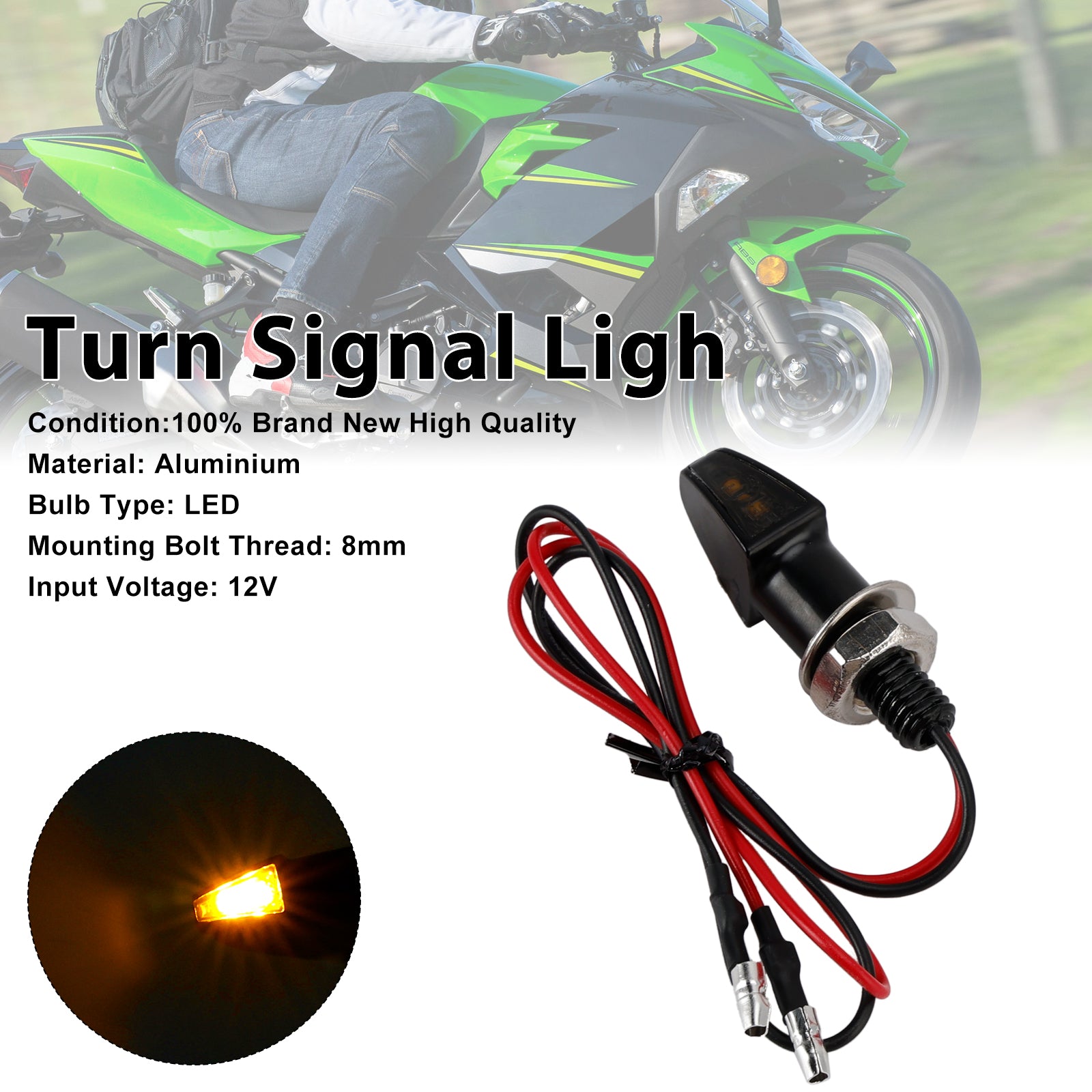 Universal MotorCycle 12V LED Turn Signal Indicator Light 8mm