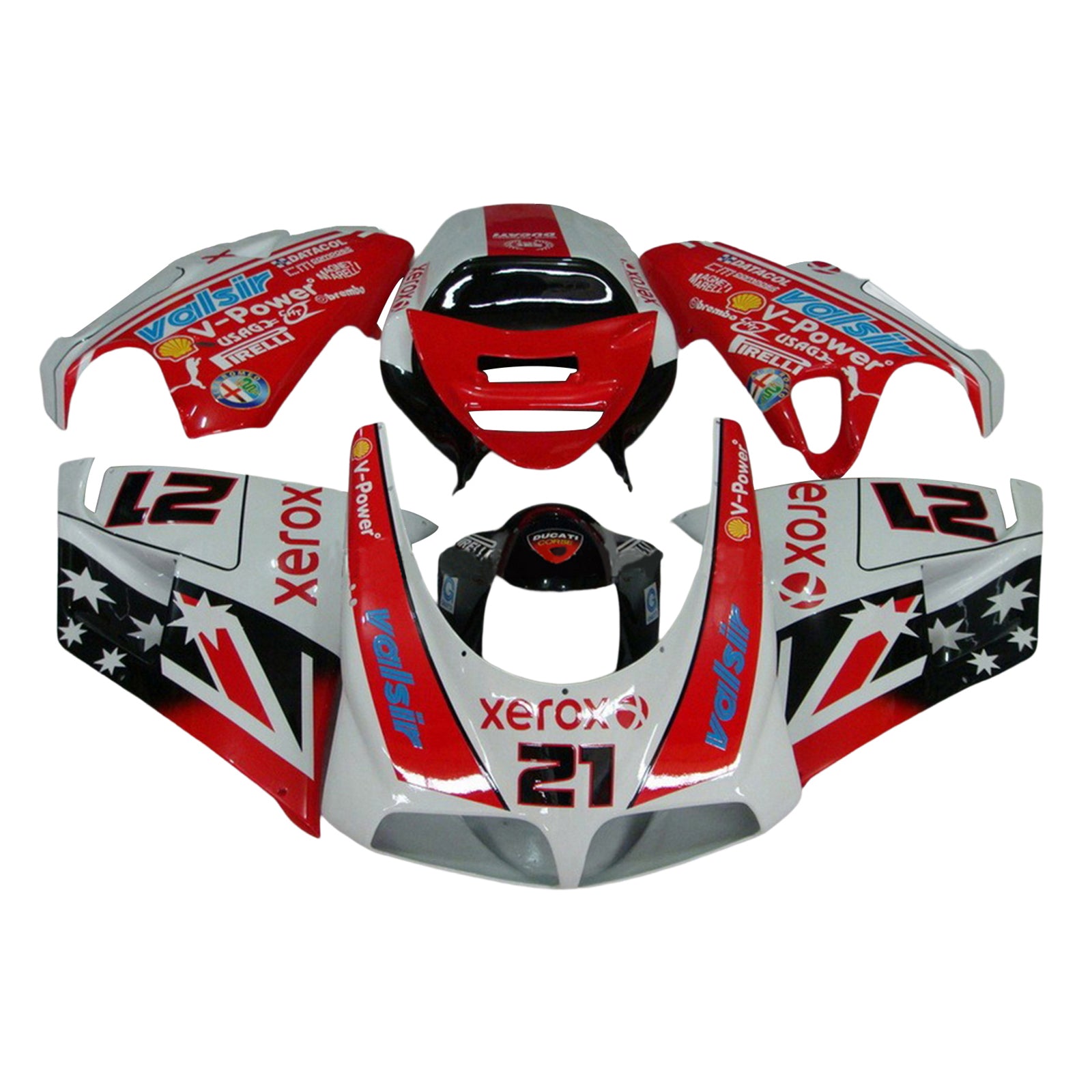 Amotopart Ducati 748/916/996/998 1996-2002 Red&White Style3 Fairing Kit