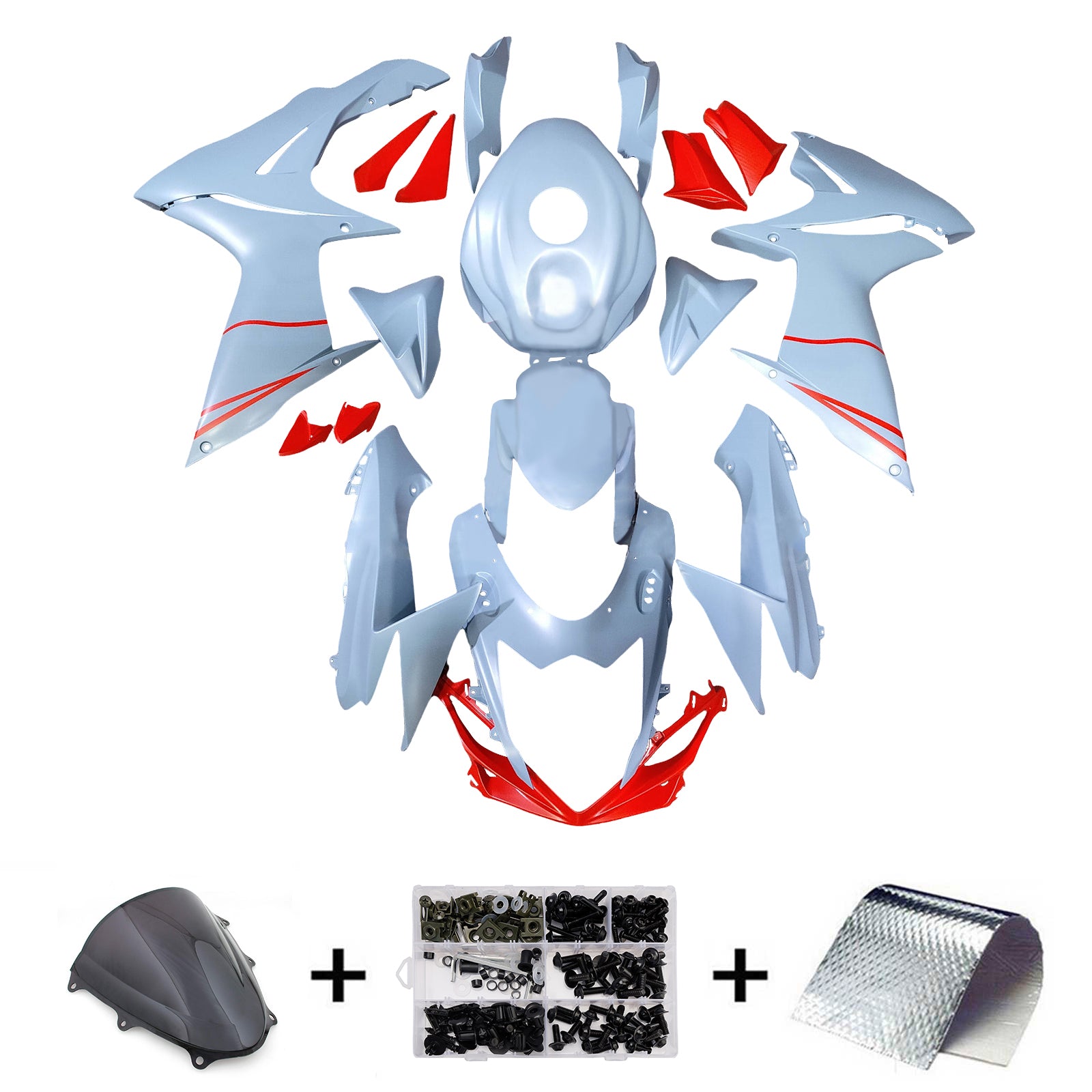 Amotopart 2011-2025 Suzuki GSXR 600/750 Red White Fairing Kit