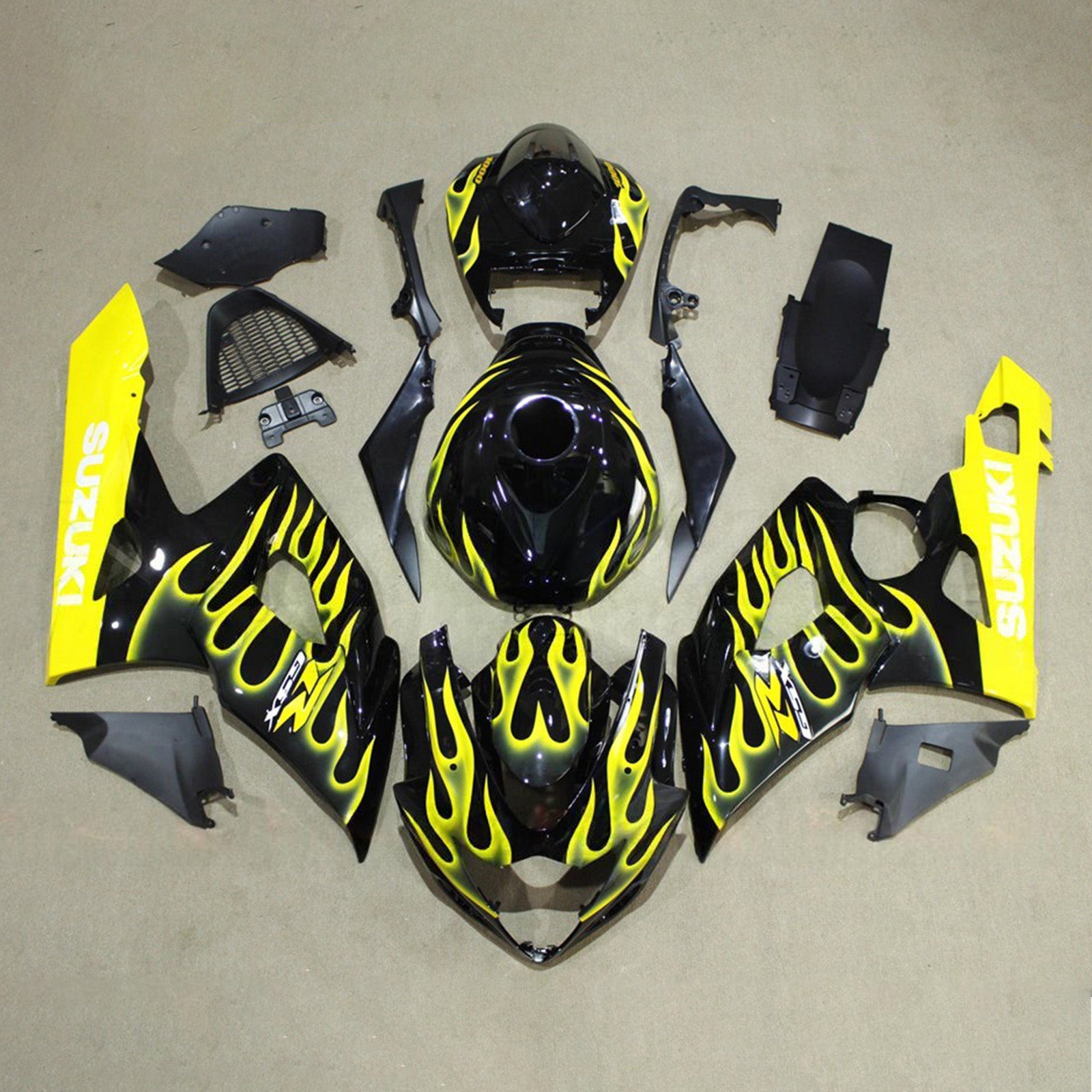 Amotopart 2005-2006 Suzuki GSXR1000 Black Yellow Fairing Kit