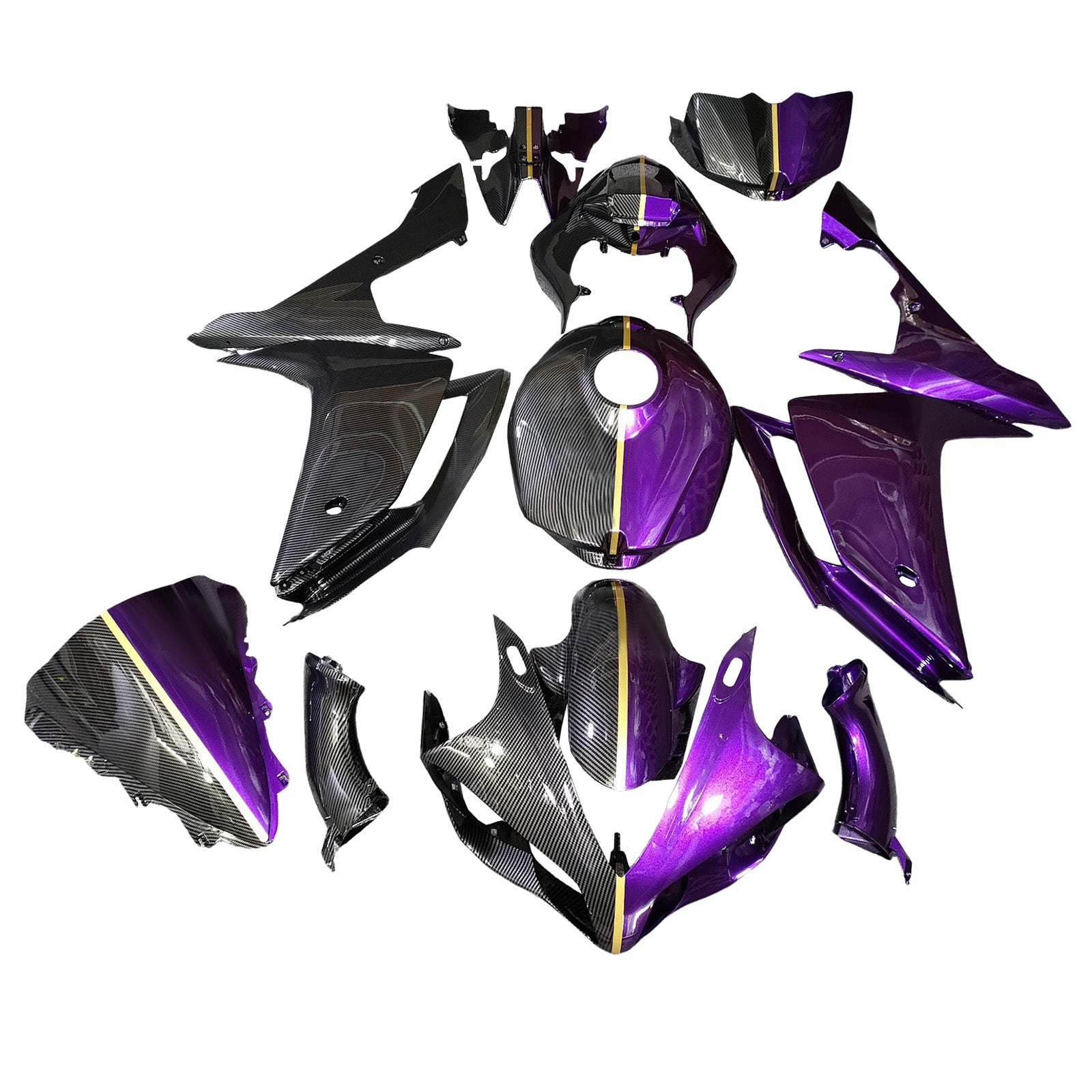 Amotopart 2007-2008 Yamaha YZF-R1 Carbon Fiber Purple Fairing Kit