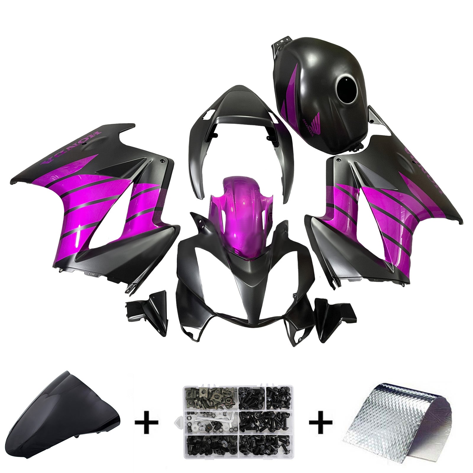Amotopart 2002-2012 Honda VFR800 Purple Black Fairing Kit