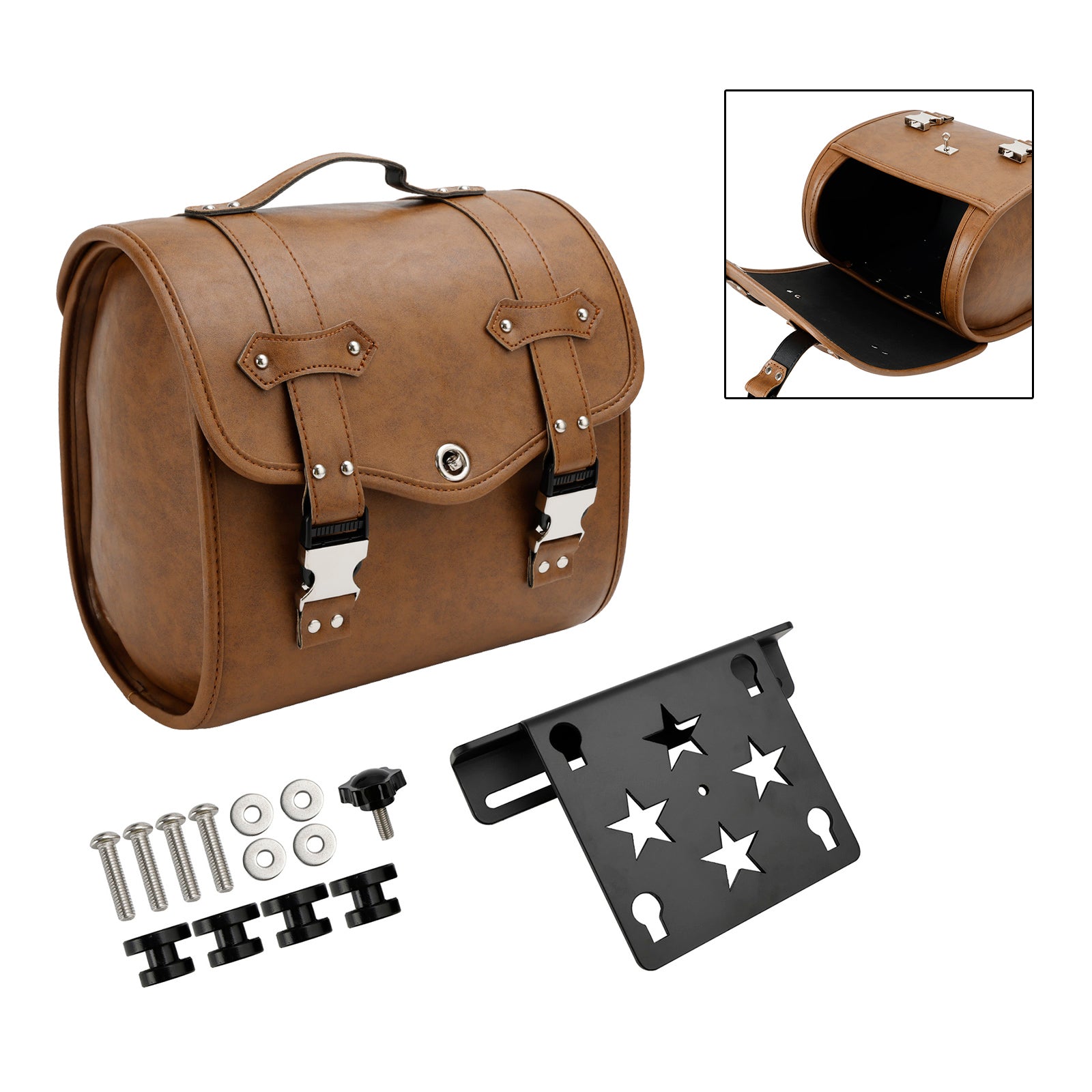 Cruiser Adv Cafe Side Tool Bag Saddlebag Quick Release Luggage Kit Brown