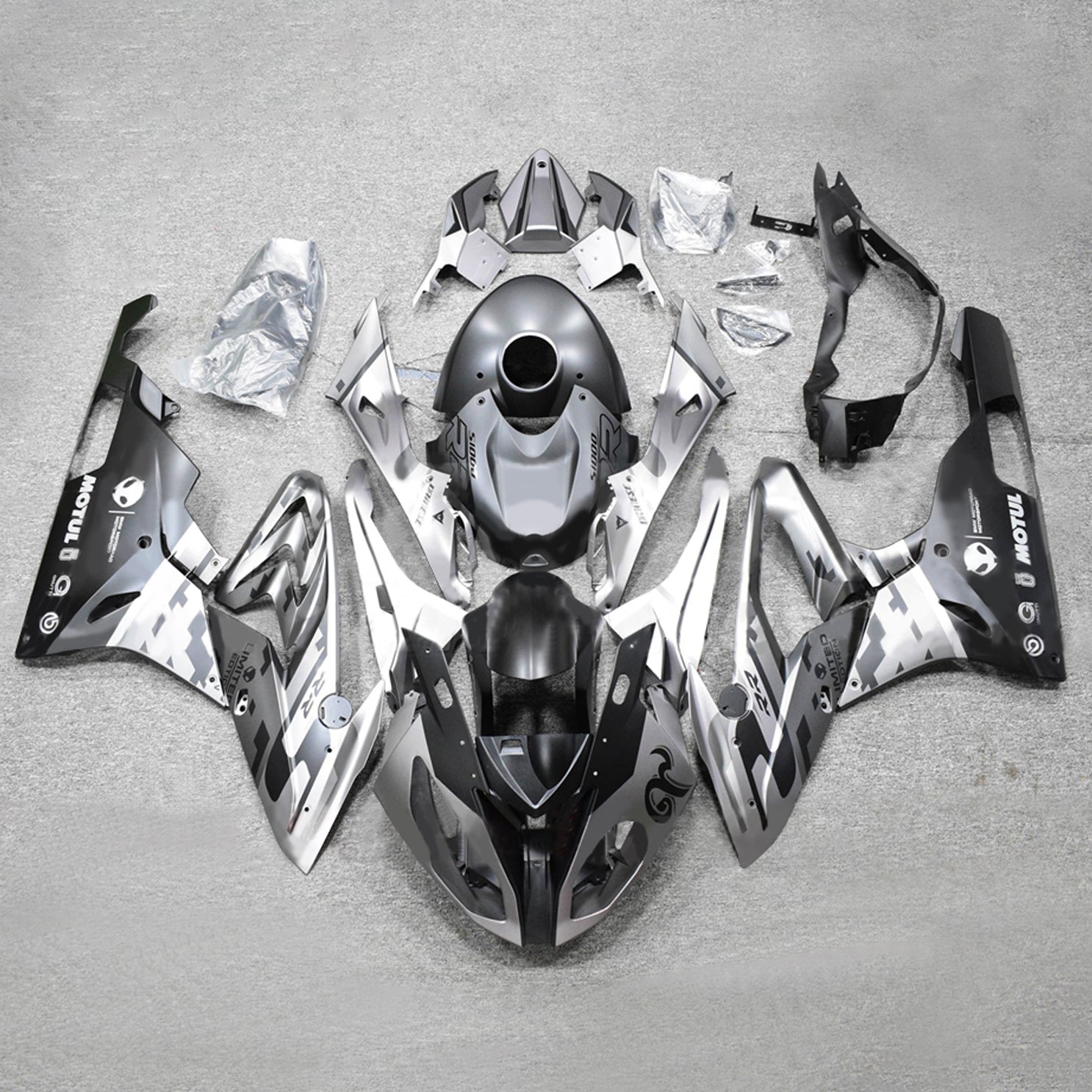 Amotopart 2017-2018 BMW S1000RR Silver Black Fairing Kit