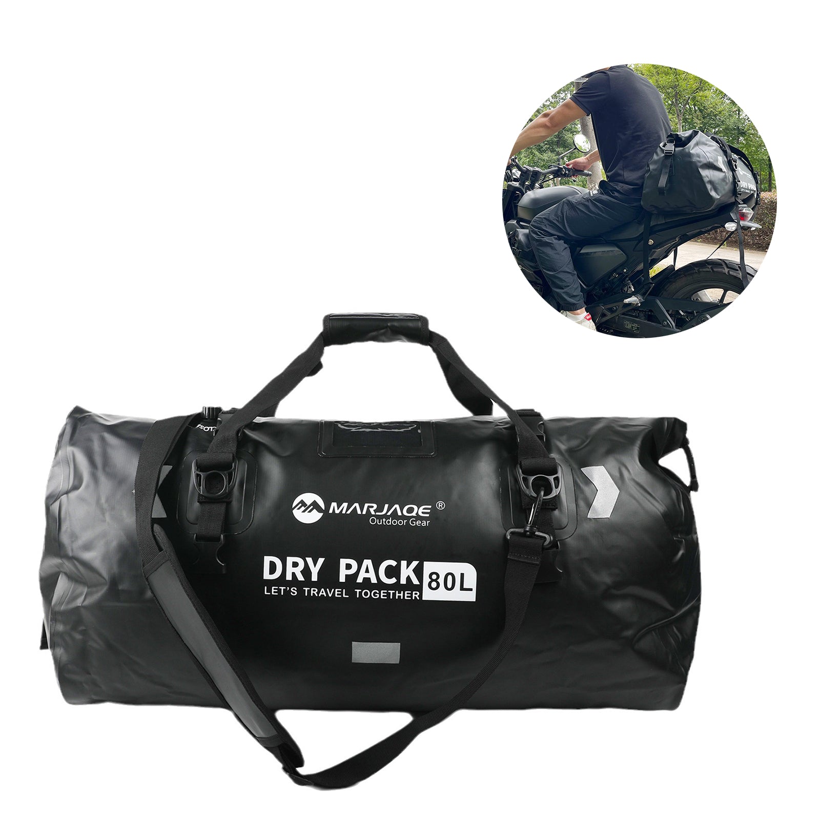 Motorcycle Universal Saddlebag Side Storage Tail Bag Pu Luggage 80L Black