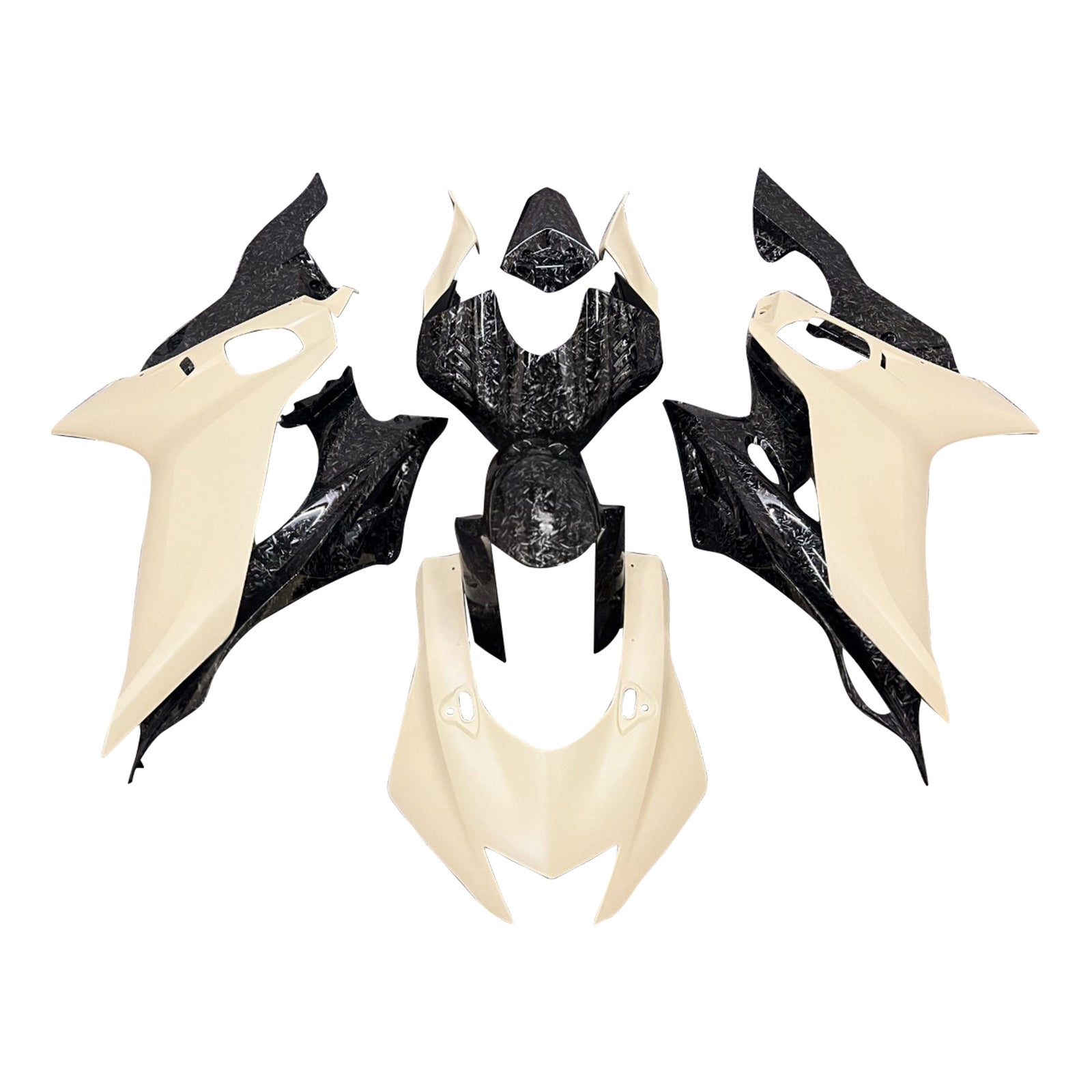 Amotopart 2017-2023 Yamaha YZF-R6 Forged Carbon Fiber Pattern Light Yellow Fairing Kit