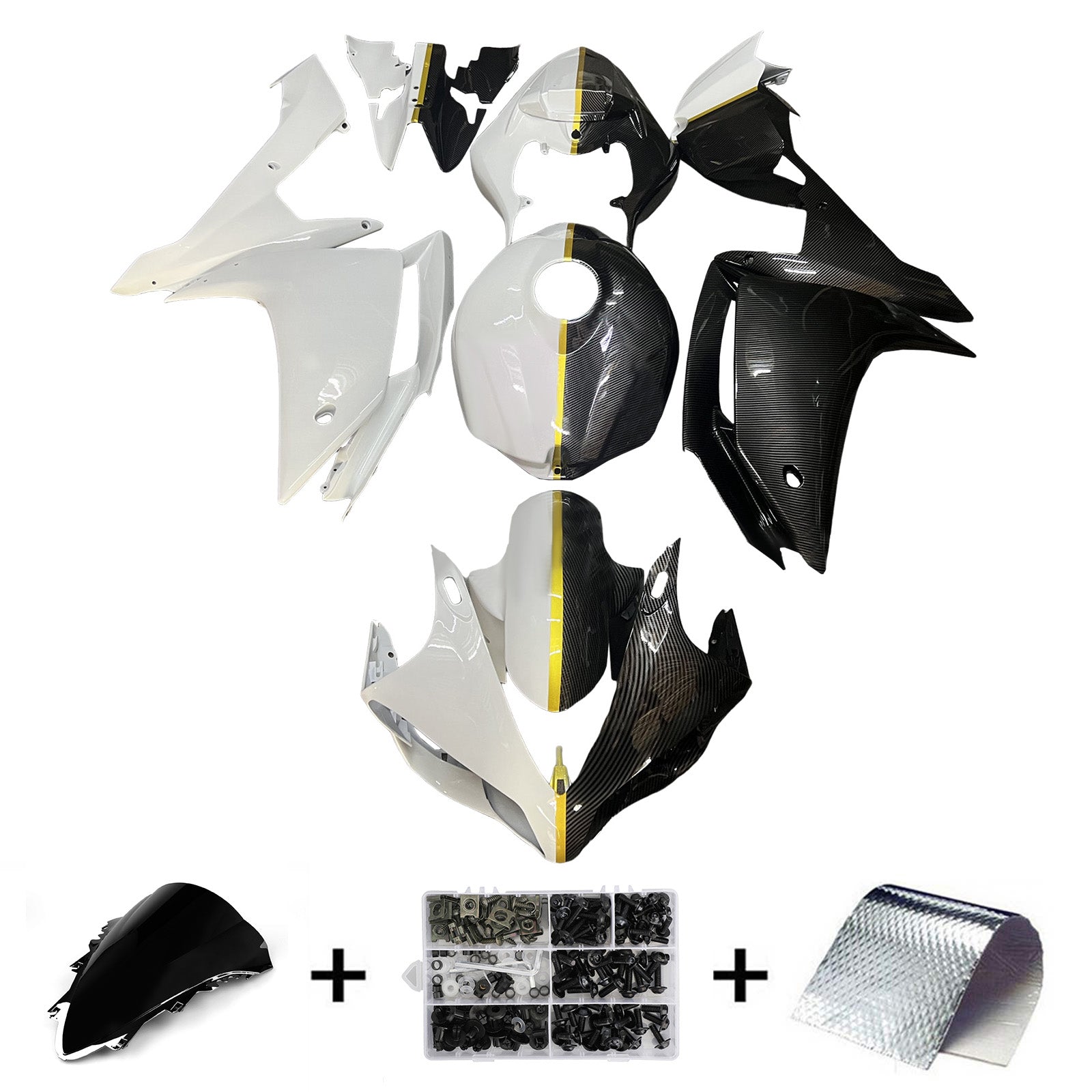 Amotopart 2007-2008 Yamaha YZF-R1 White Carbon Fiber Fairing Kit
