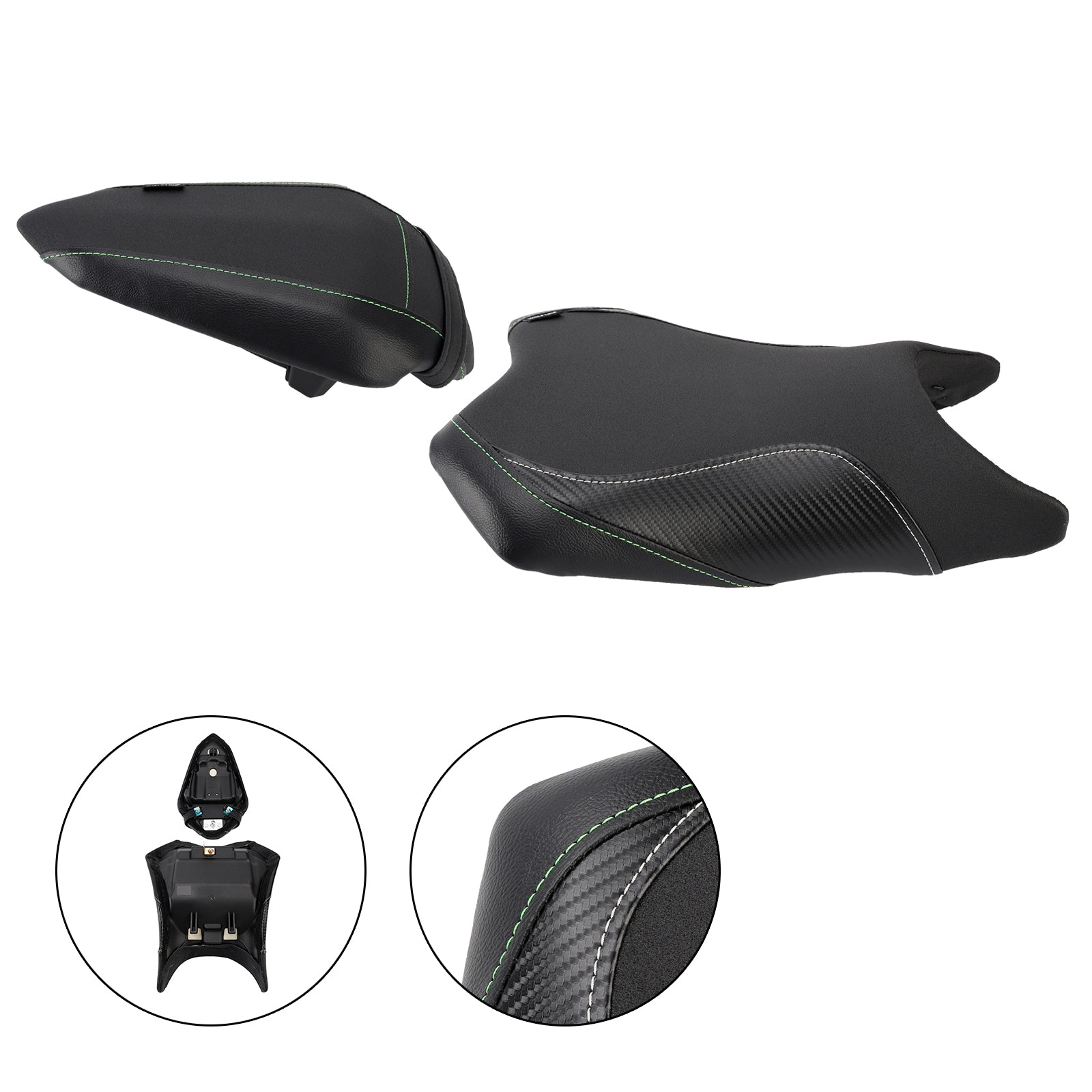 24-25 Kawasaki Ninja 500 Z500 Front&ROhr-Raider-Beifahrerkissen-Set Schwarz1