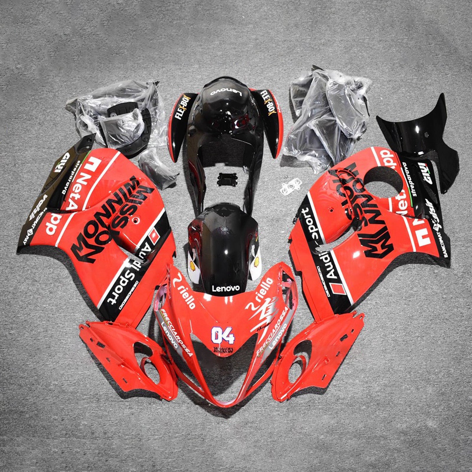 Amotopart 2008-2020 Suzuki Hayabusa GSX1300R Red Black Fairing Kit
