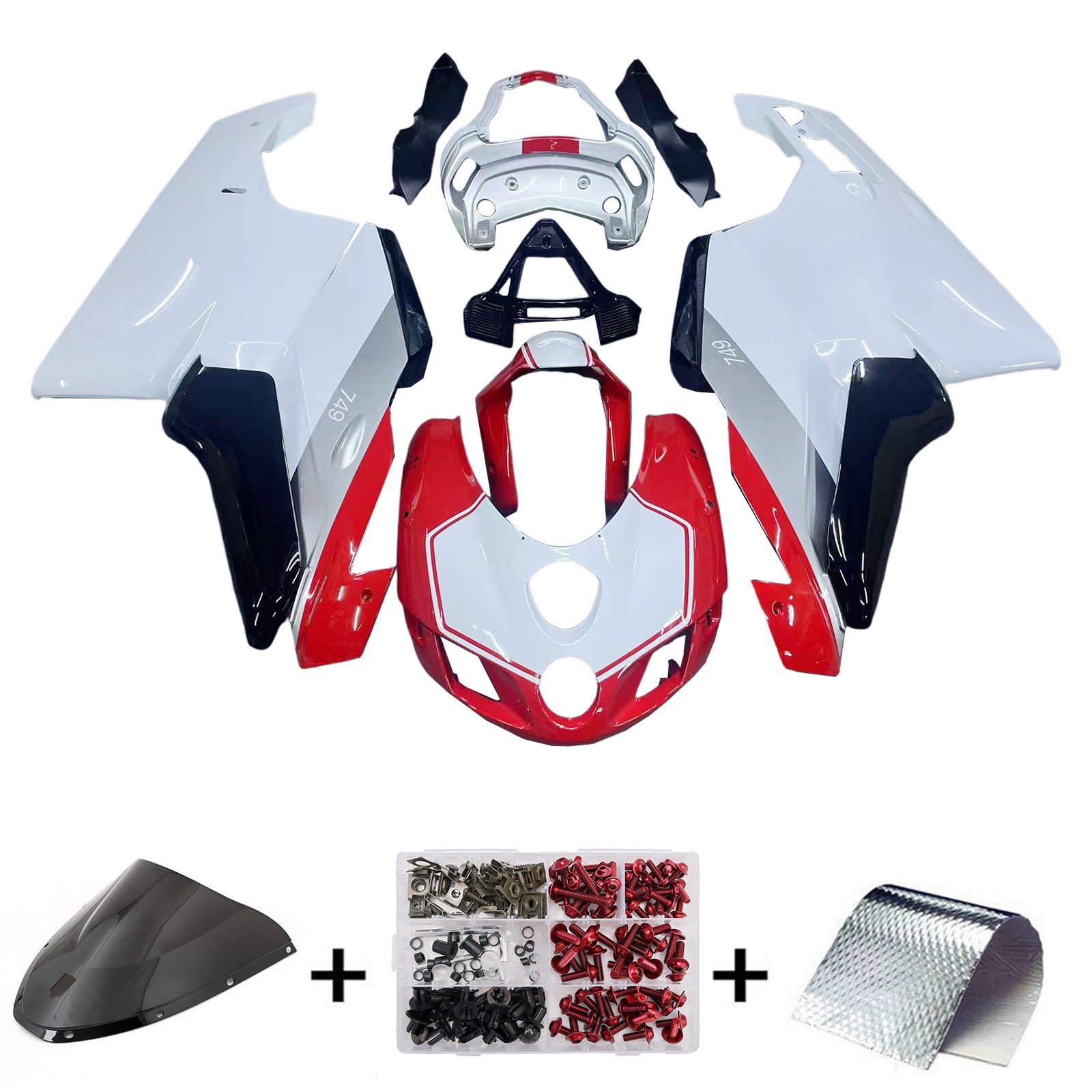 Amotopart 2005-2006 Ducati 999/749 Red White Black Fairing Kit