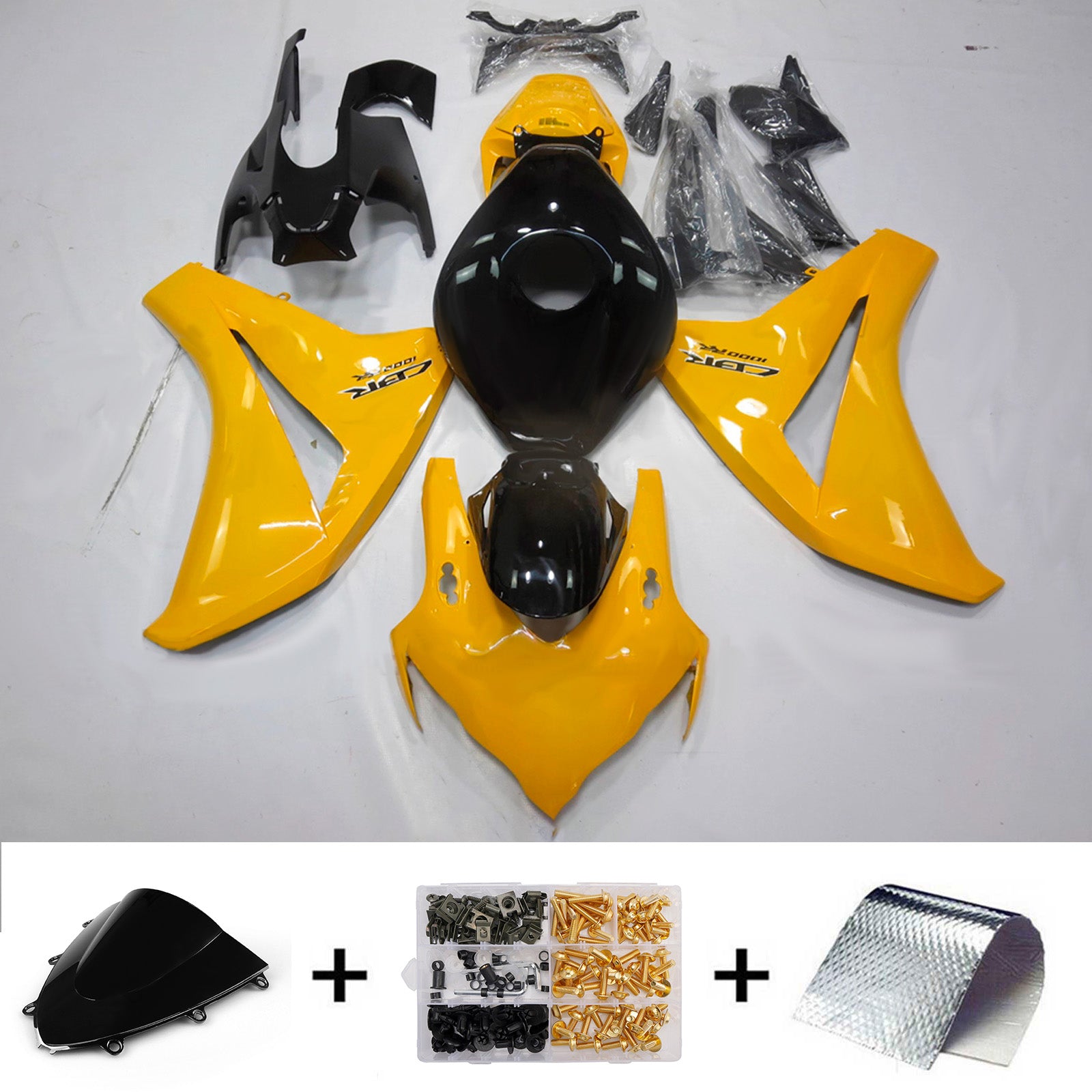 Amotopart 2008-2011 Honda CBR1000RR Yellow/Black Fairing Kit
