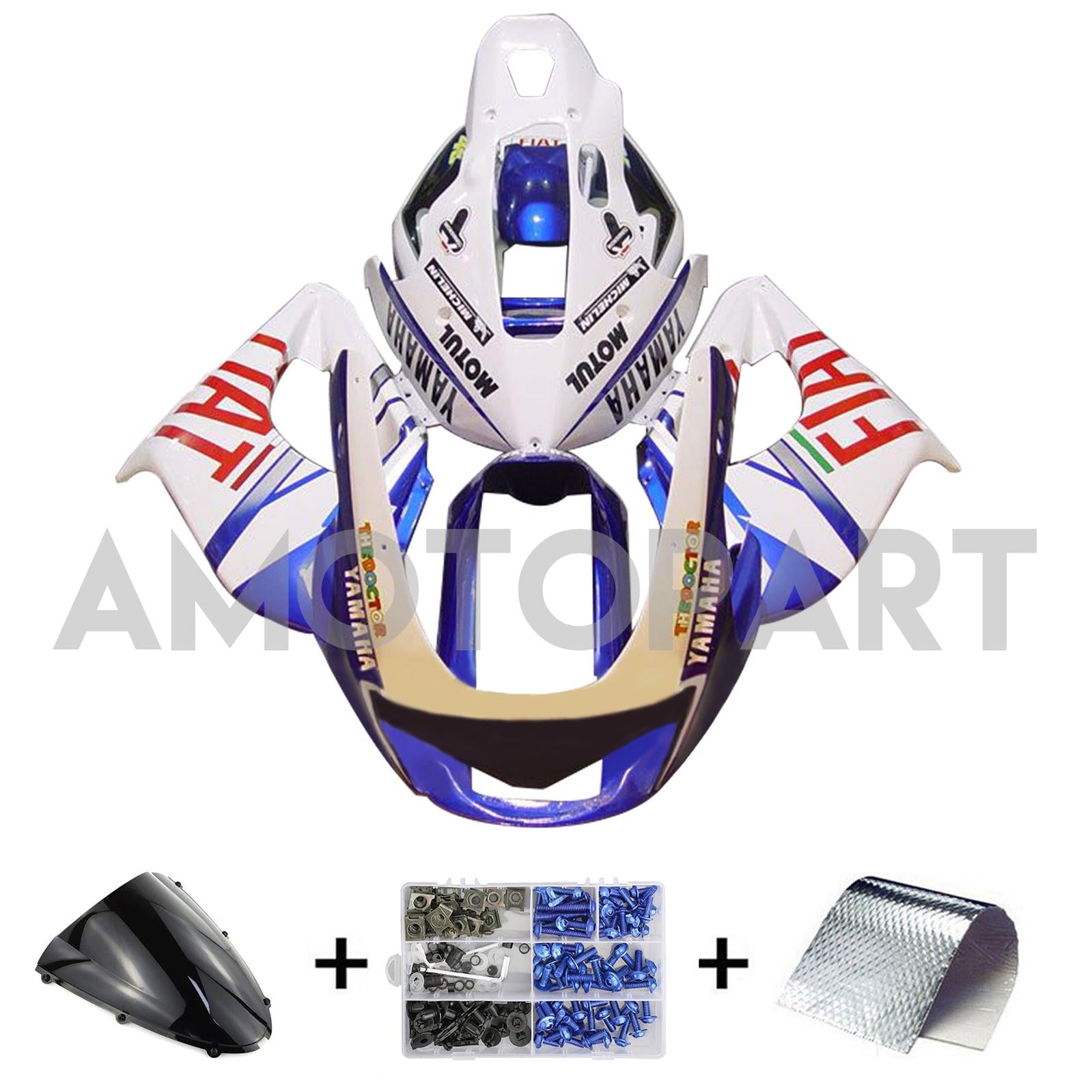 Amotopart 1997-2007 Yamaha YZF1000R Thunderace White Blue Fairing Kit