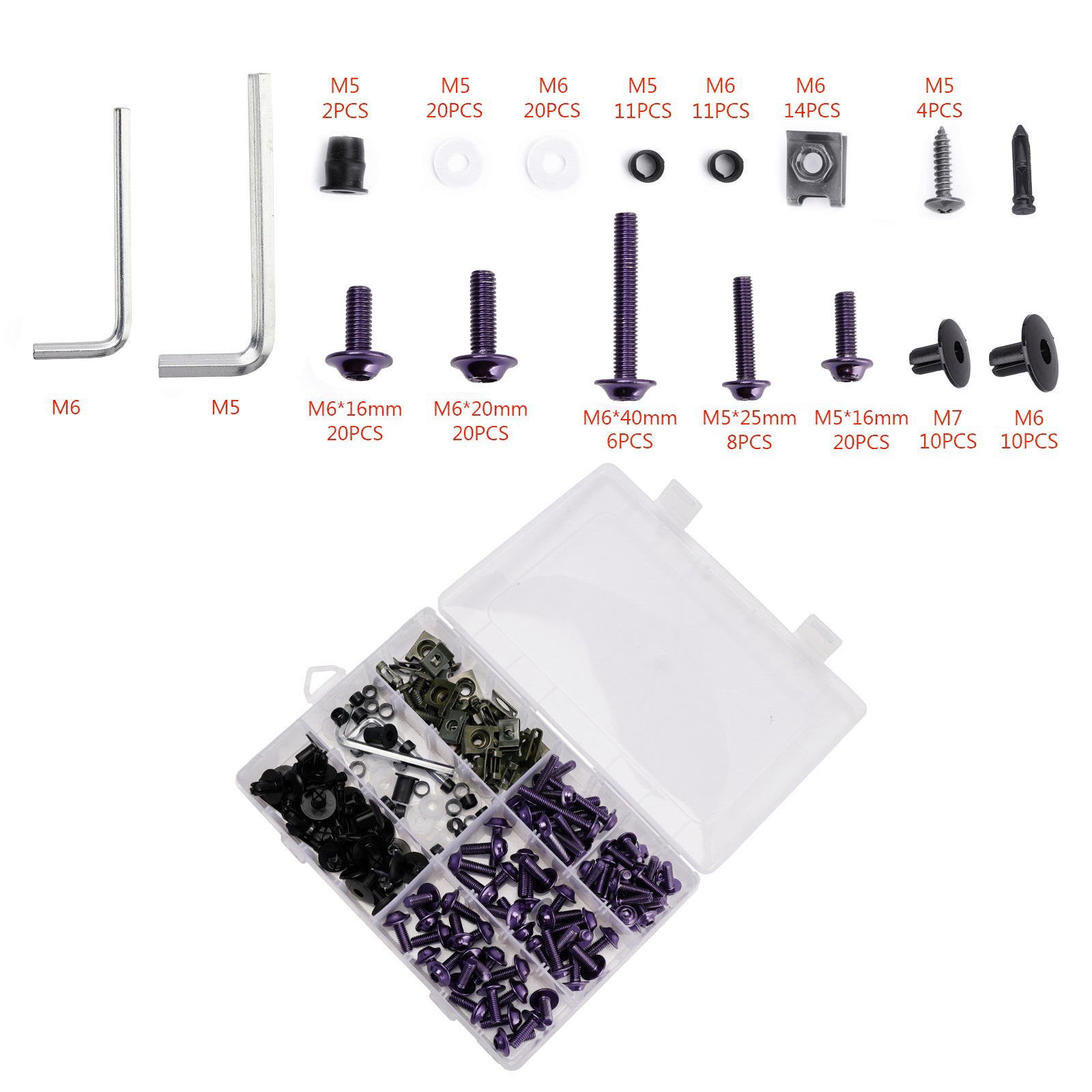 M6 Schrauben M5 / Verkleidungsschrauben - Clip Set Klemmen Teile + 198 Schwarz