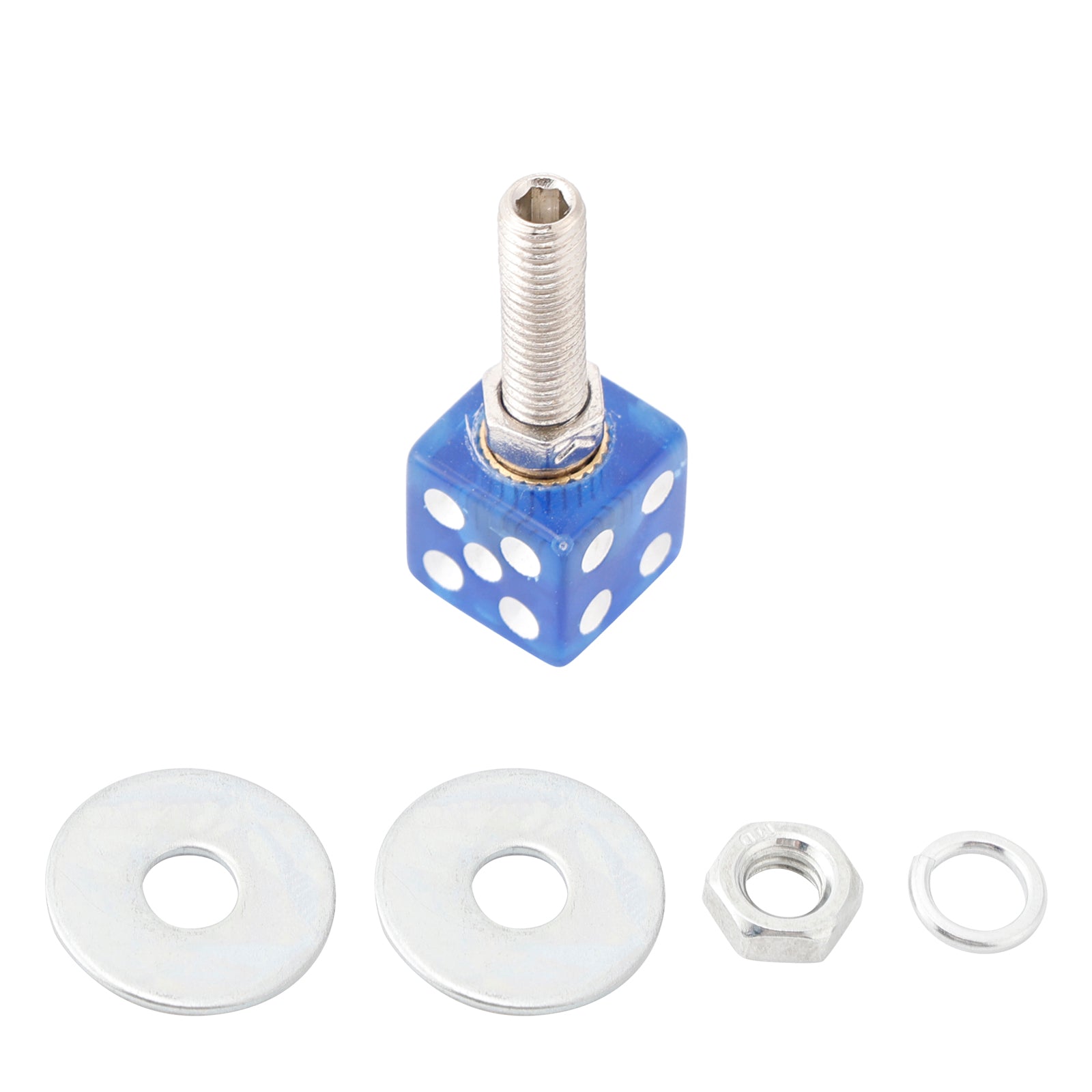 X4 M6 Plastic Custom Head Dice License Plate Frame Screws Bolts Hardware Blue