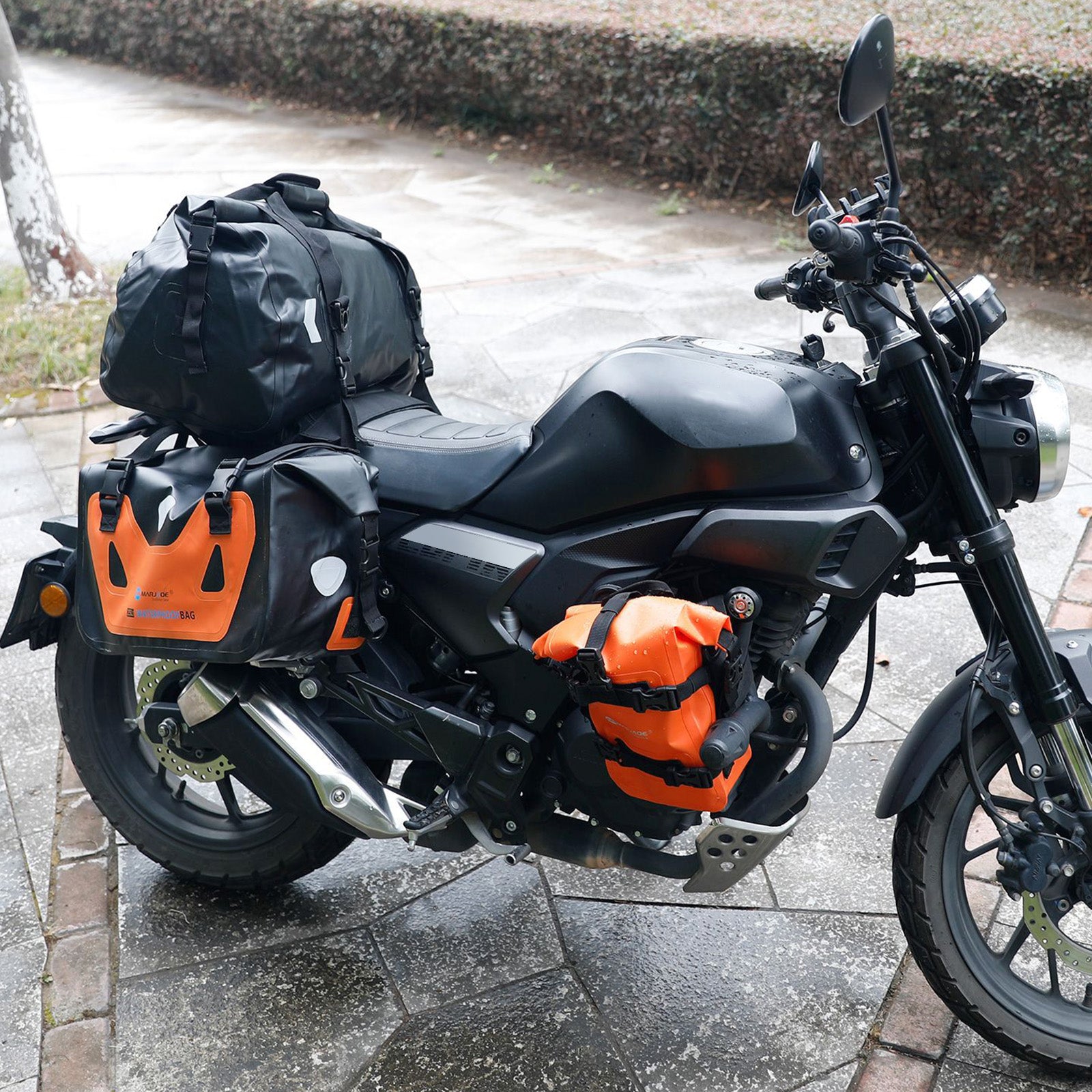 Motorcycle Universal Saddlebag Side Storage Tail Bag Pu Luggage 80L Black