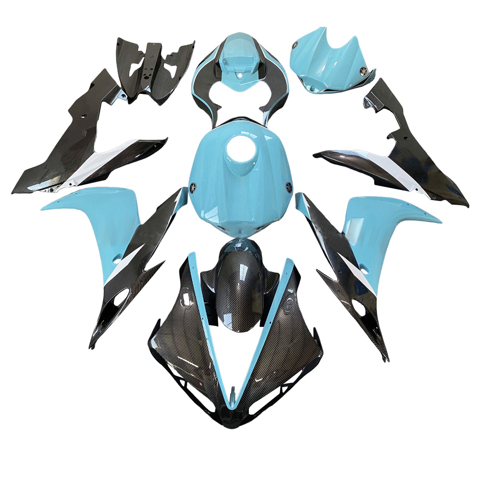 Amotopart 2004-2006 Yamaha YZF-R1 Light Blue Carbon Fiber Fairing Kit