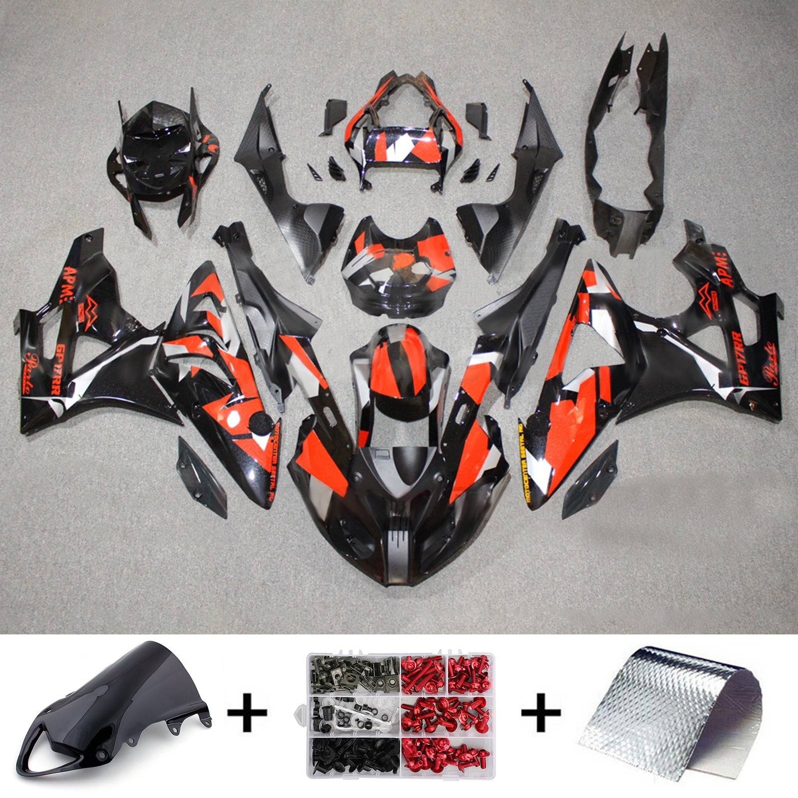 Amotopart 2009-2014 BMW S1000RR Kit de carénage rouge noir brillant
