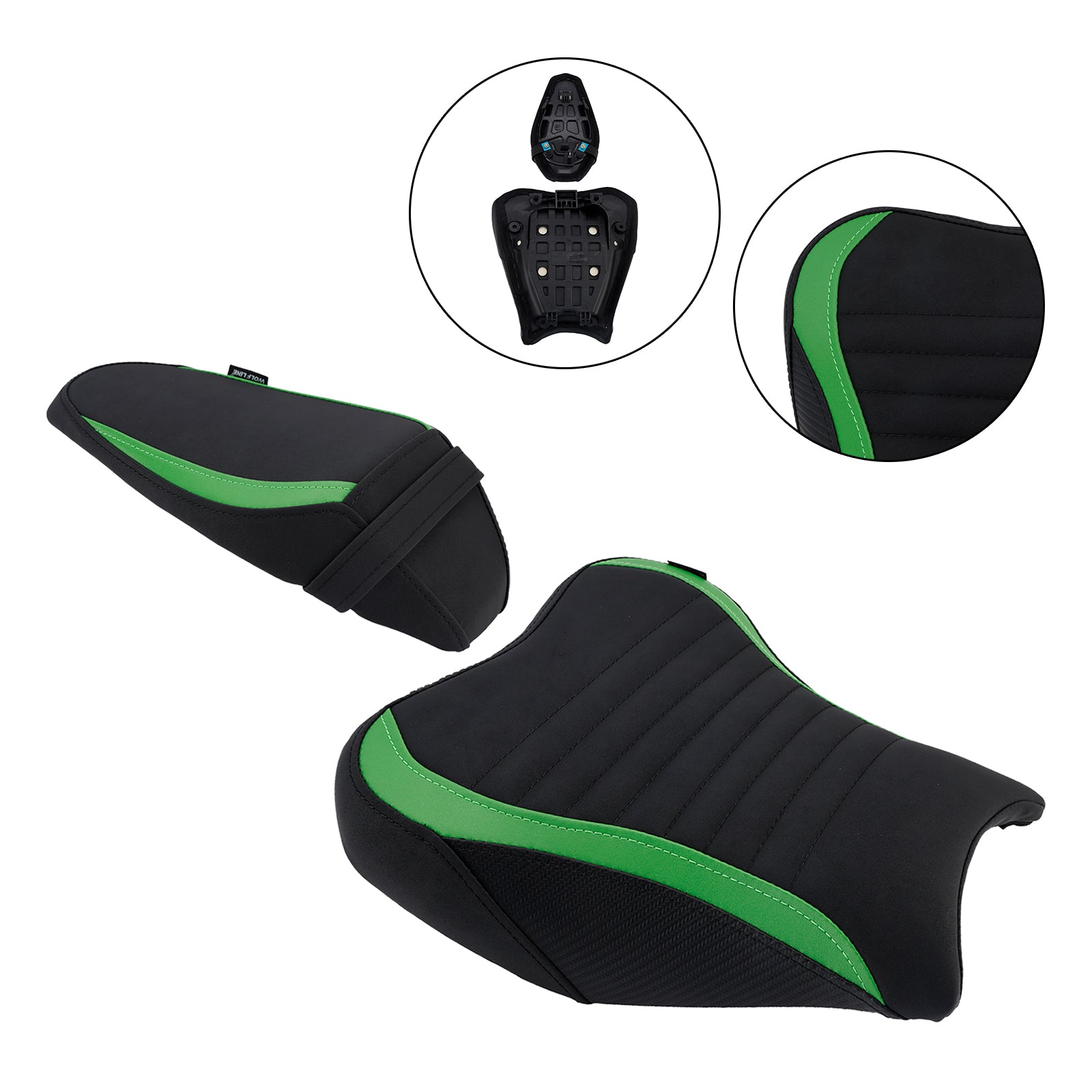 17-24 Kawasaki Ninja Z900 Asiento de pasajero con cojín completo, color negro
