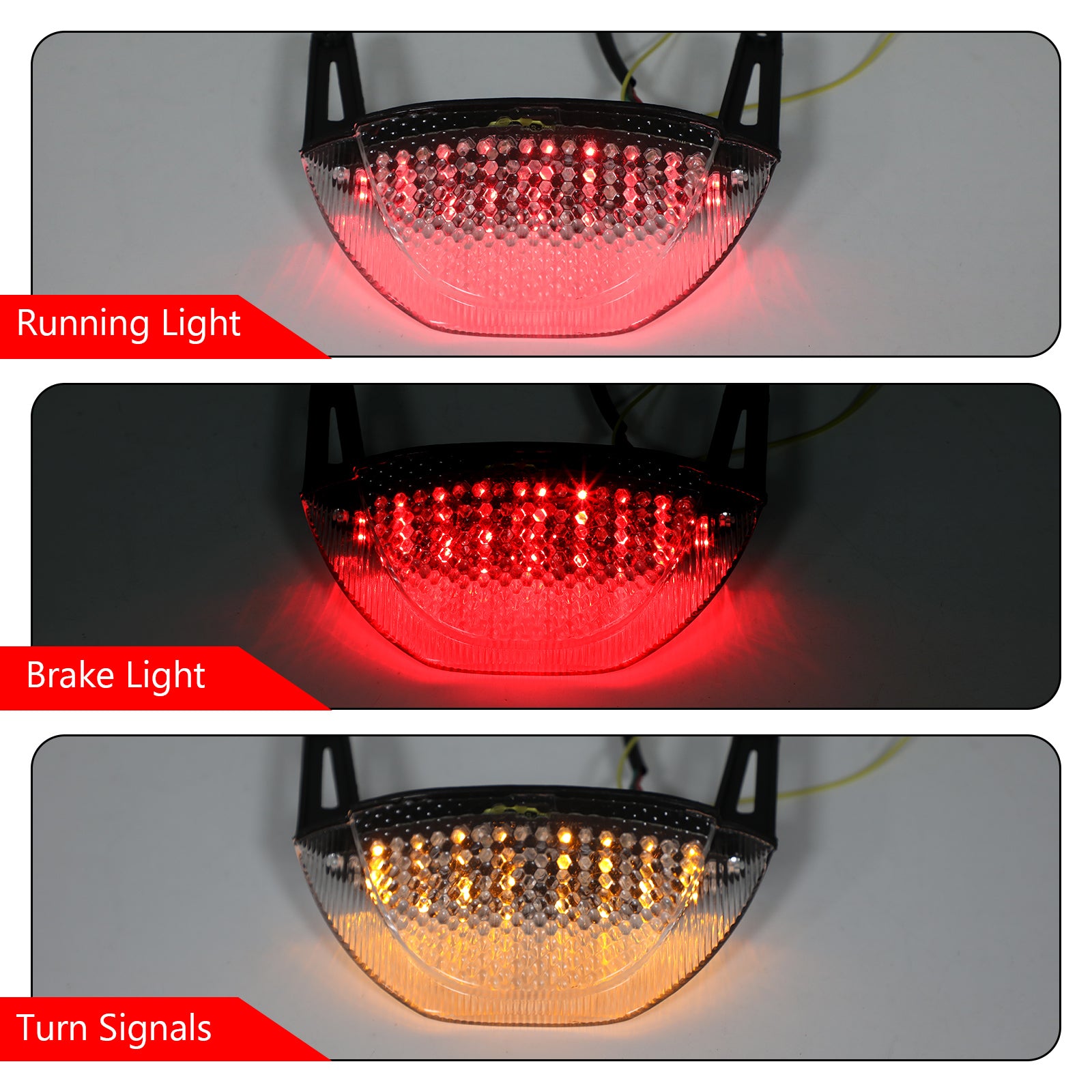 07-12 Honda CBR 600RR Motorcycle Rear Brake Turn Signals Taillight Red