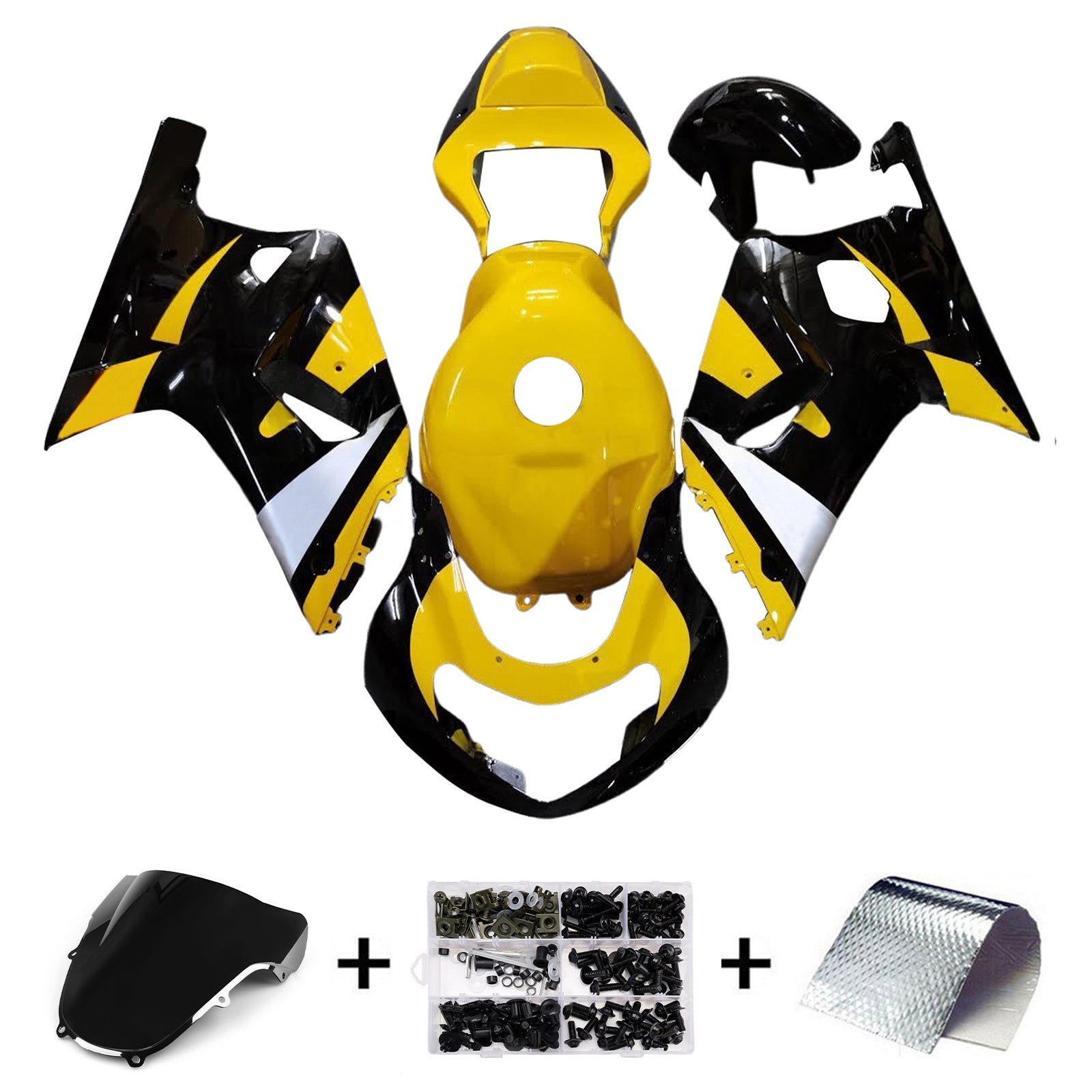 Amotopart Suzuki 00-03 GSXR 750 & 01-03 GSXR 600 Black Yellow Grey Fairing Kit