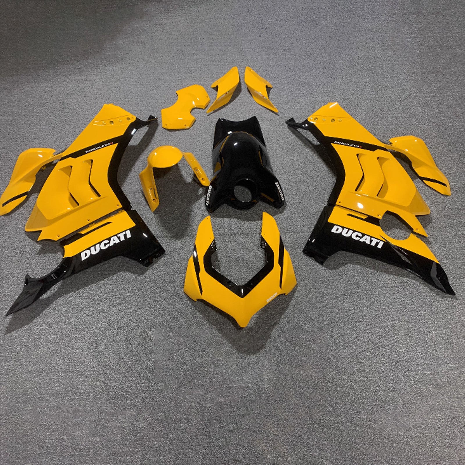 Amotopart Ducati 20-21 Panigale V4 V4S Black Yellow Fairing Kit