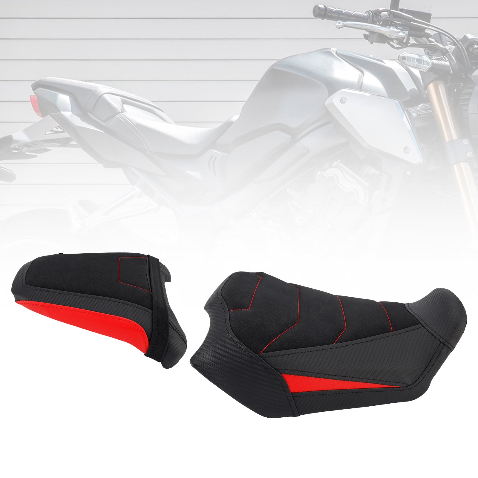 2024-2025 Honda Cb650R Cbr650R Front&Rear Raider Passenger Cushion Kit Red2