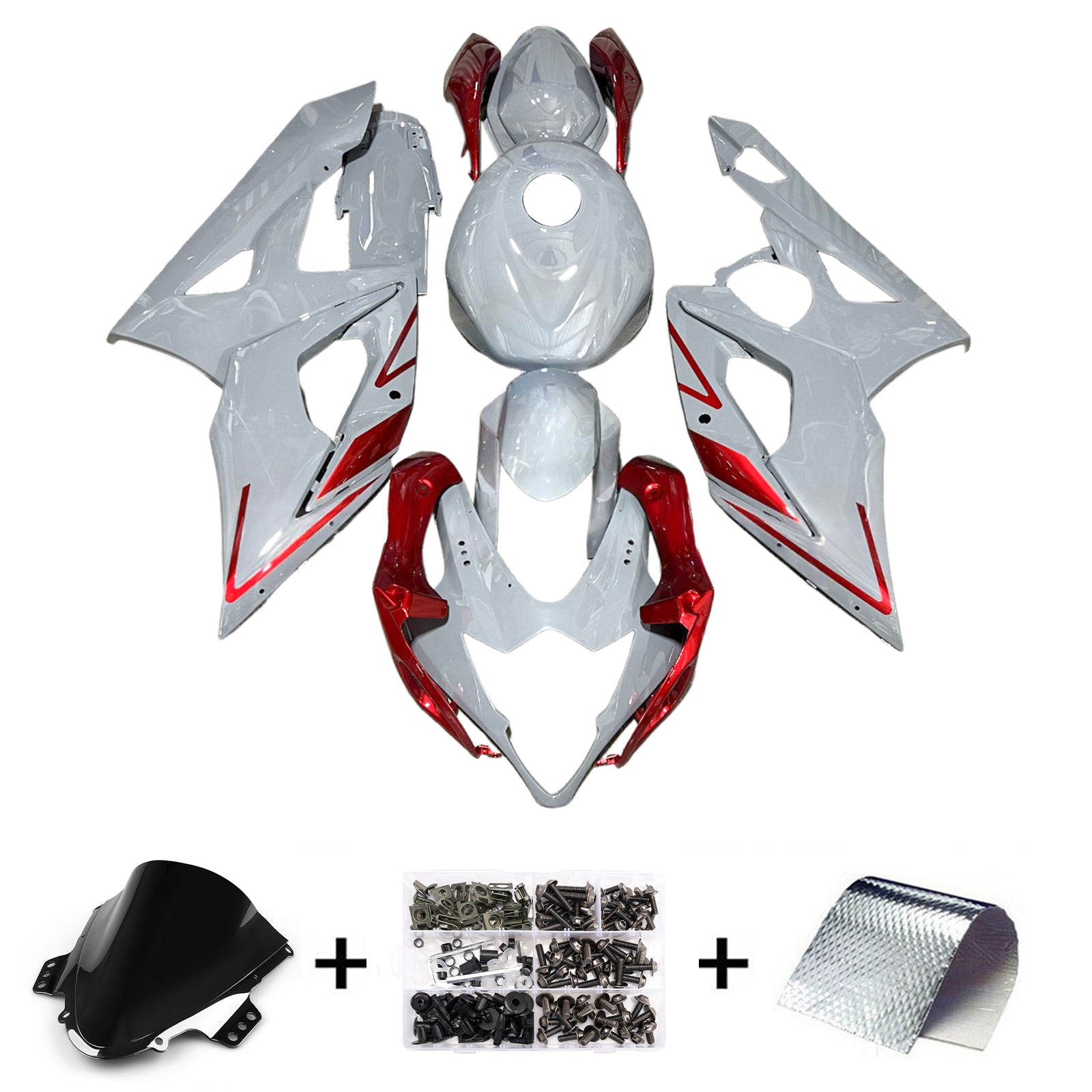 Amotopart 2005-2006 Suzuki GSXR1000 Gray Red Fairing Kit