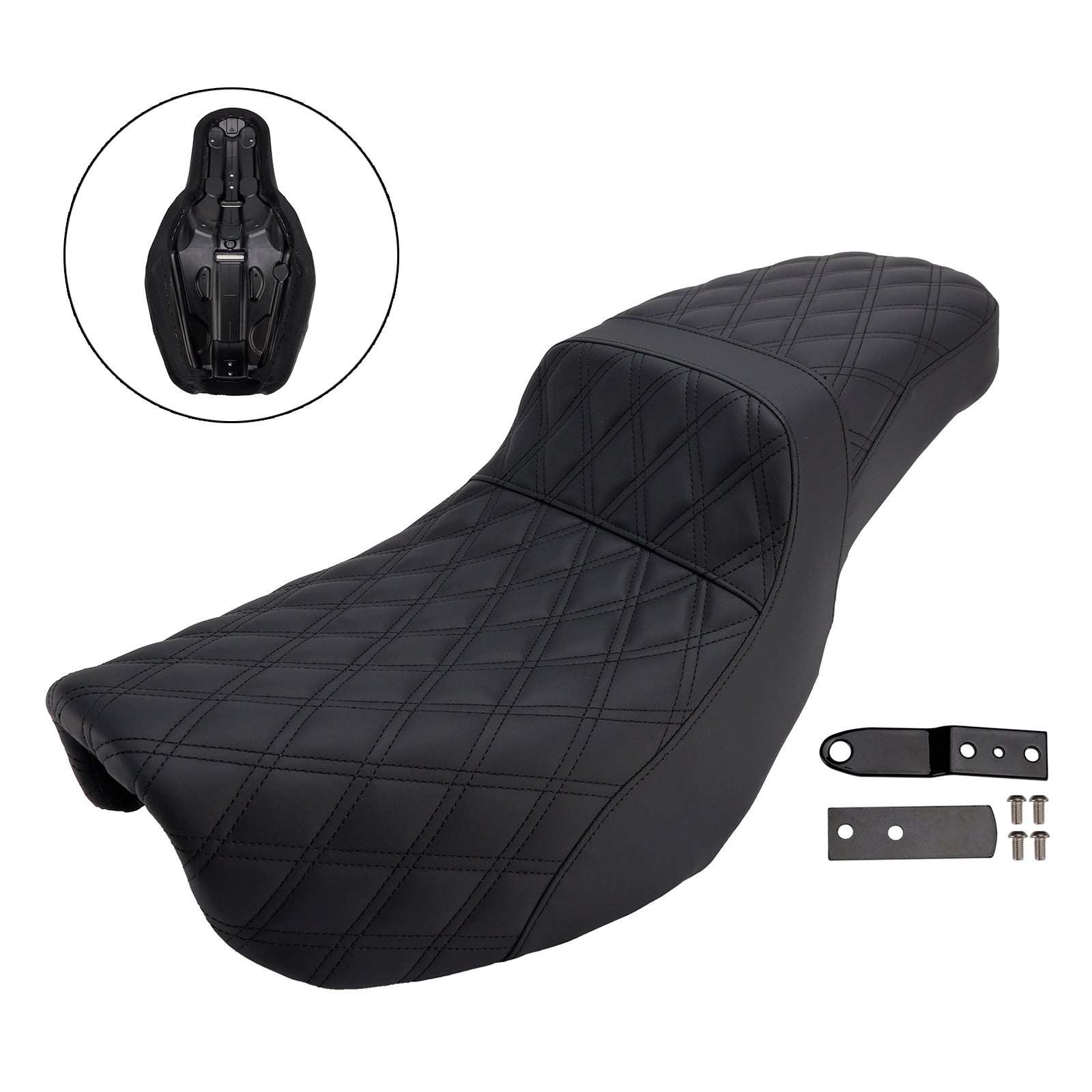 06-17 Dyna Fxd Fld Fat Boy Ribbed Complete Cushion Rider Passenger Seat Fits