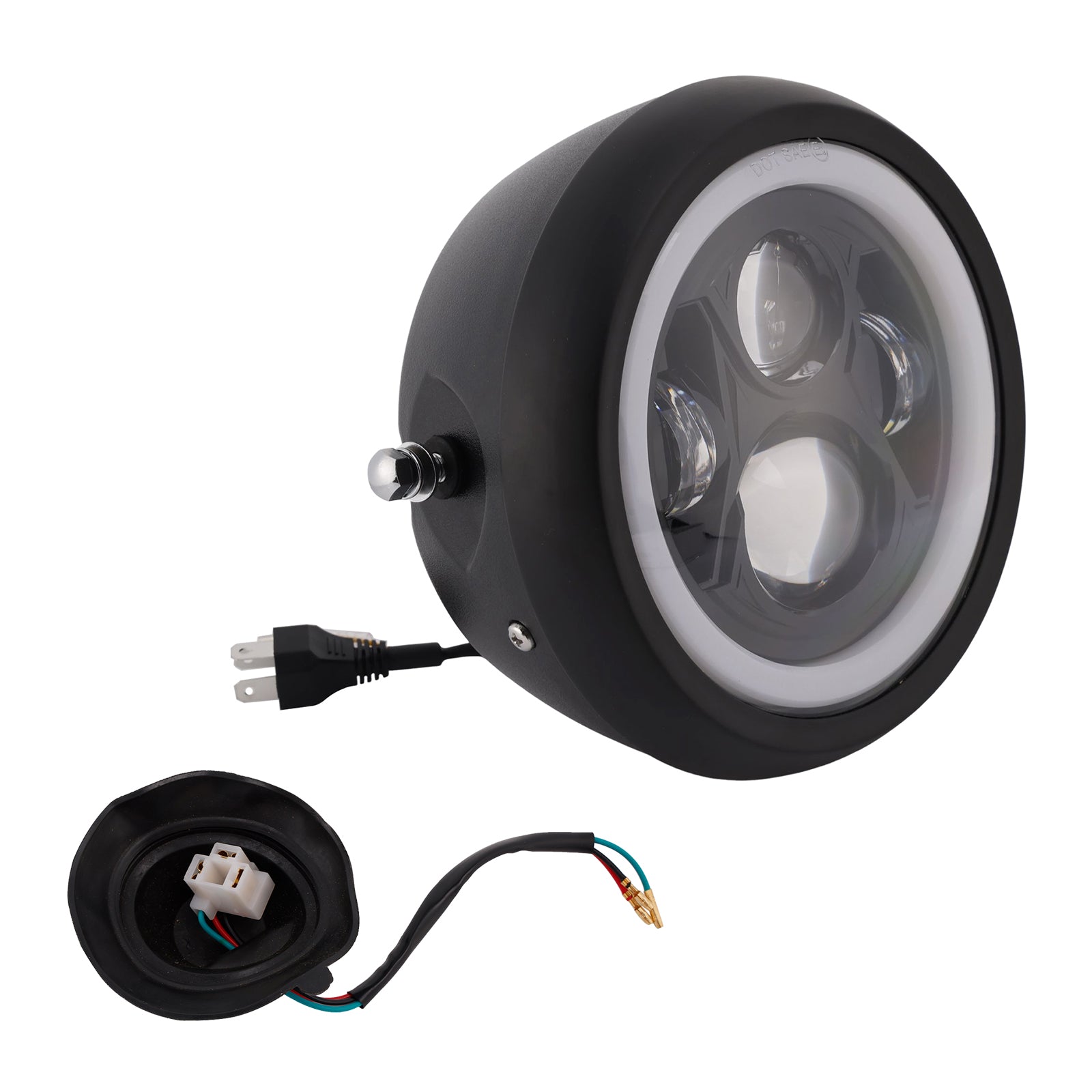 7.5" Motorcycle Spotlight Headlight Led 4000lm For Cruise Cafe Racer Chrome