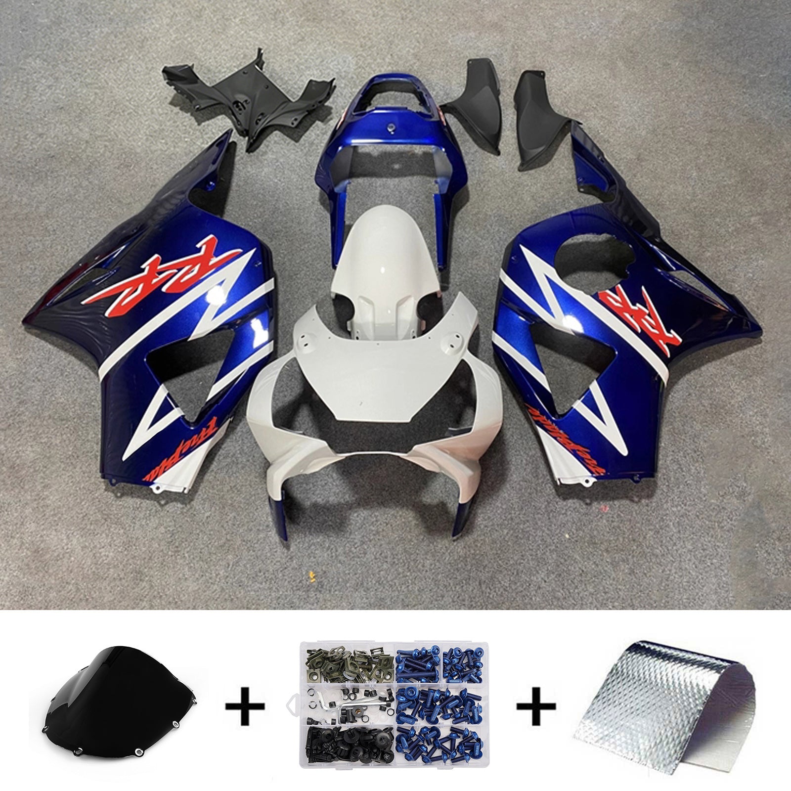 Amotopart 2002–2003 Honda CBR954 weiß/blaues Verkleidungsset