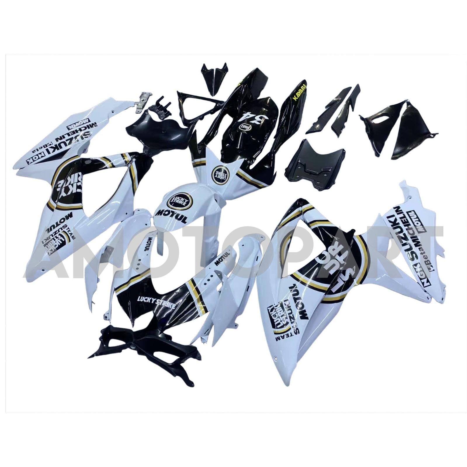 Amotopart 2008-2009 Suzuki GSXR 600/750 White Black Fairing Kit