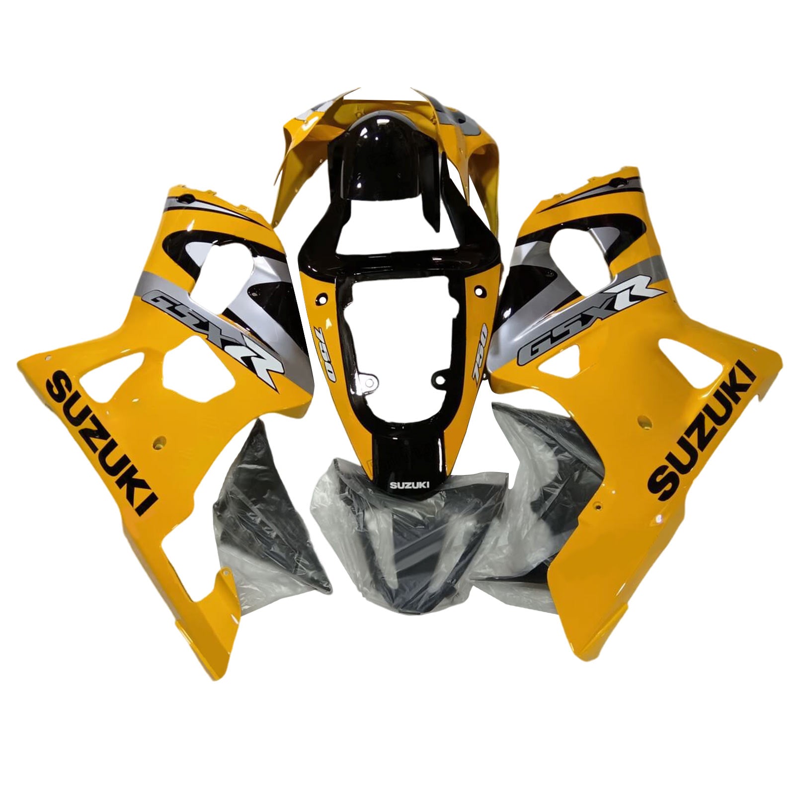 Amotopart 2001–2003 GSXR600 2000–2003 GSXR750 K1 Suzuki Gelb&Graues Verkleidungsset