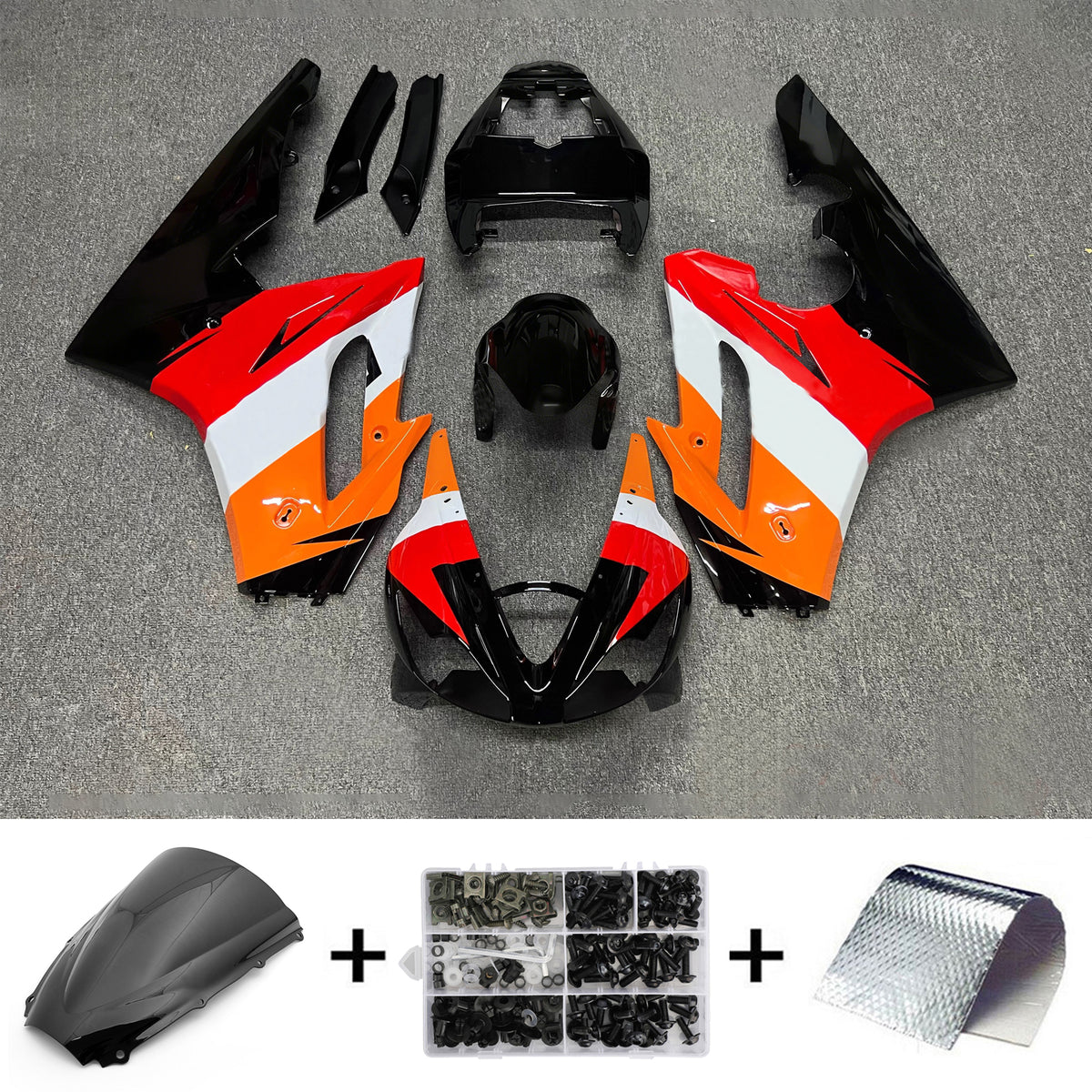 Amotopart 2006-2008 Triumph Daytona 675 Black Orange Red White Fairing Kit