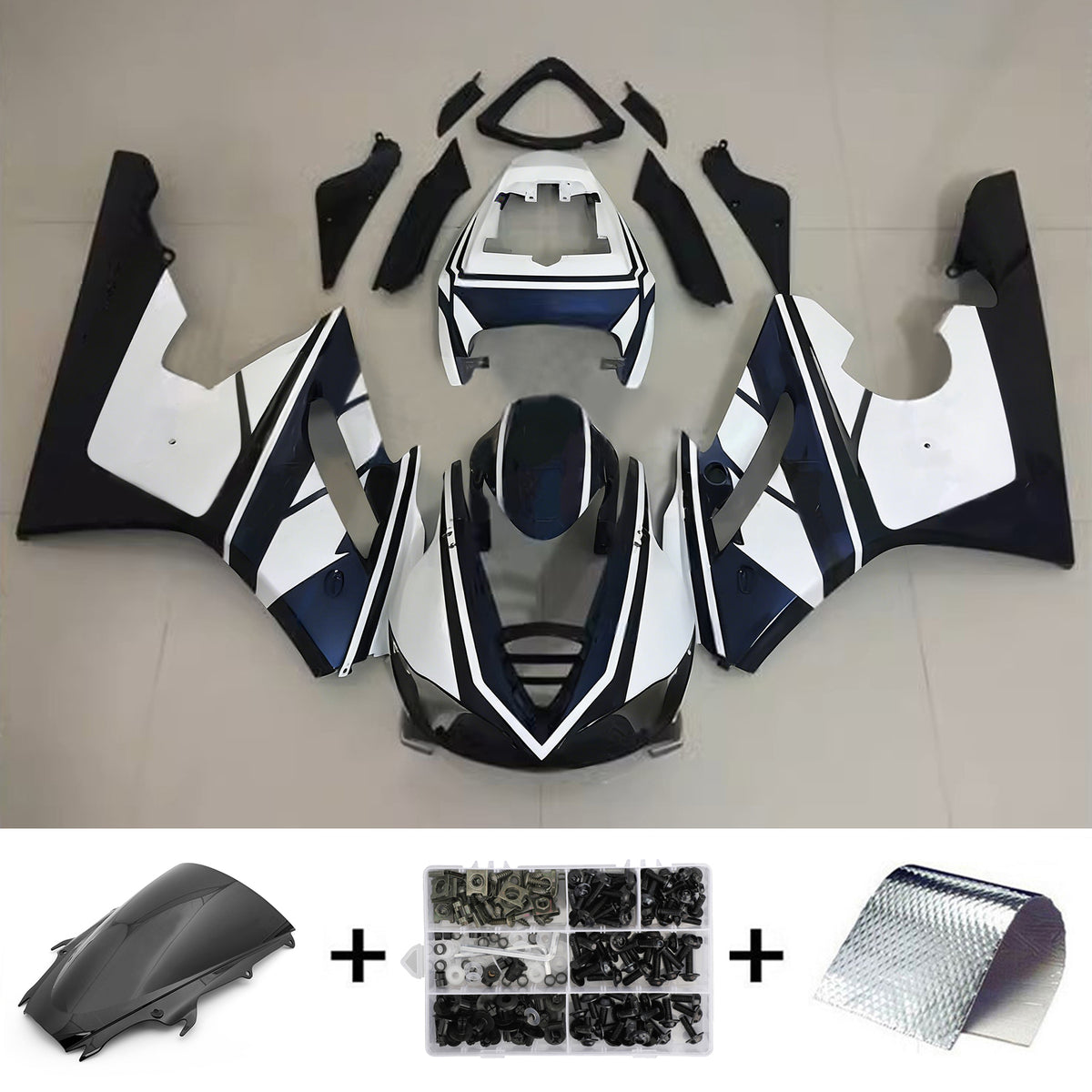 Amotopart 2009-2012 Triumph Daytona 675 Black Gray White Fairing Kit