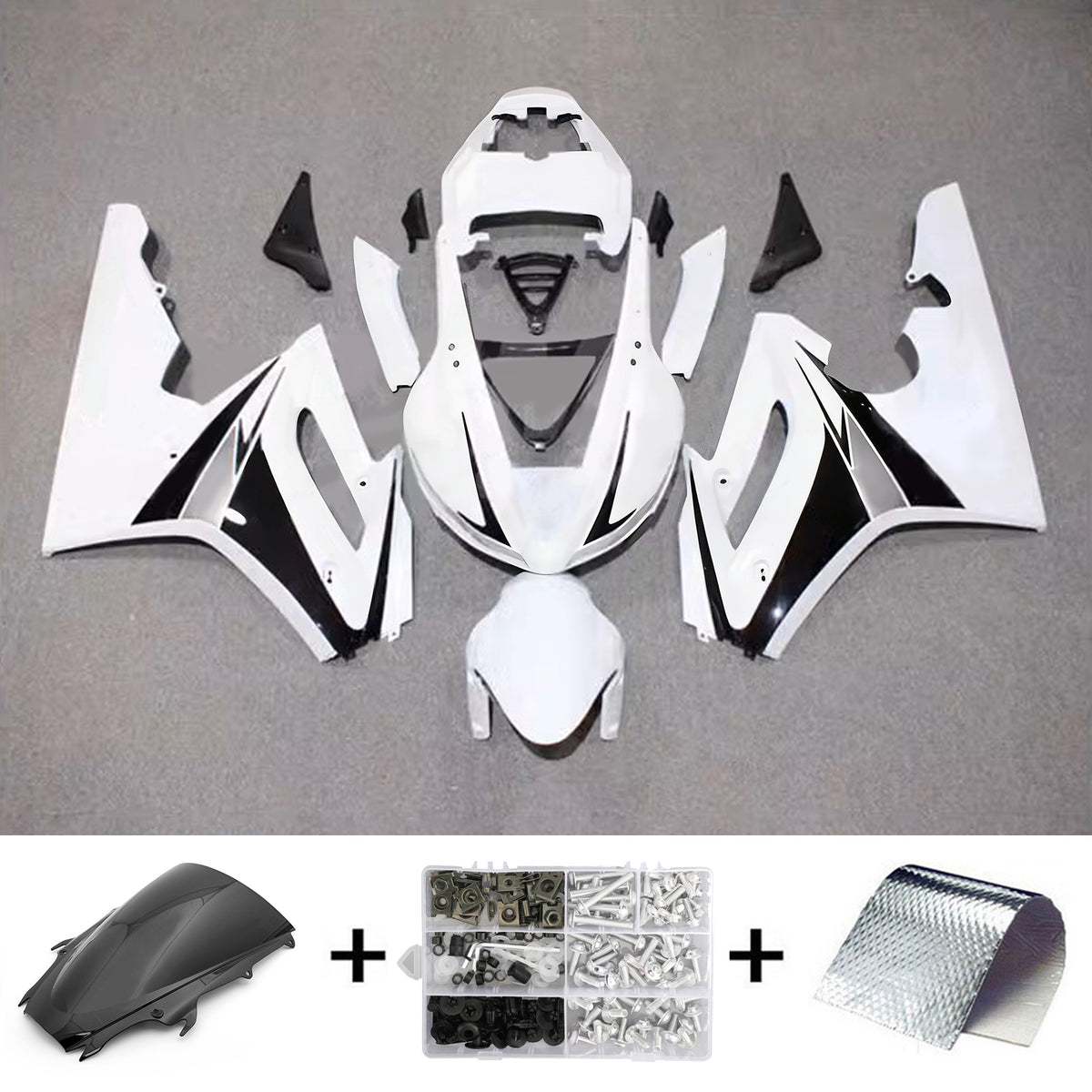Amotopart 2009-2012 Triumph Daytona 675 Kit de carénage blanc noir gris