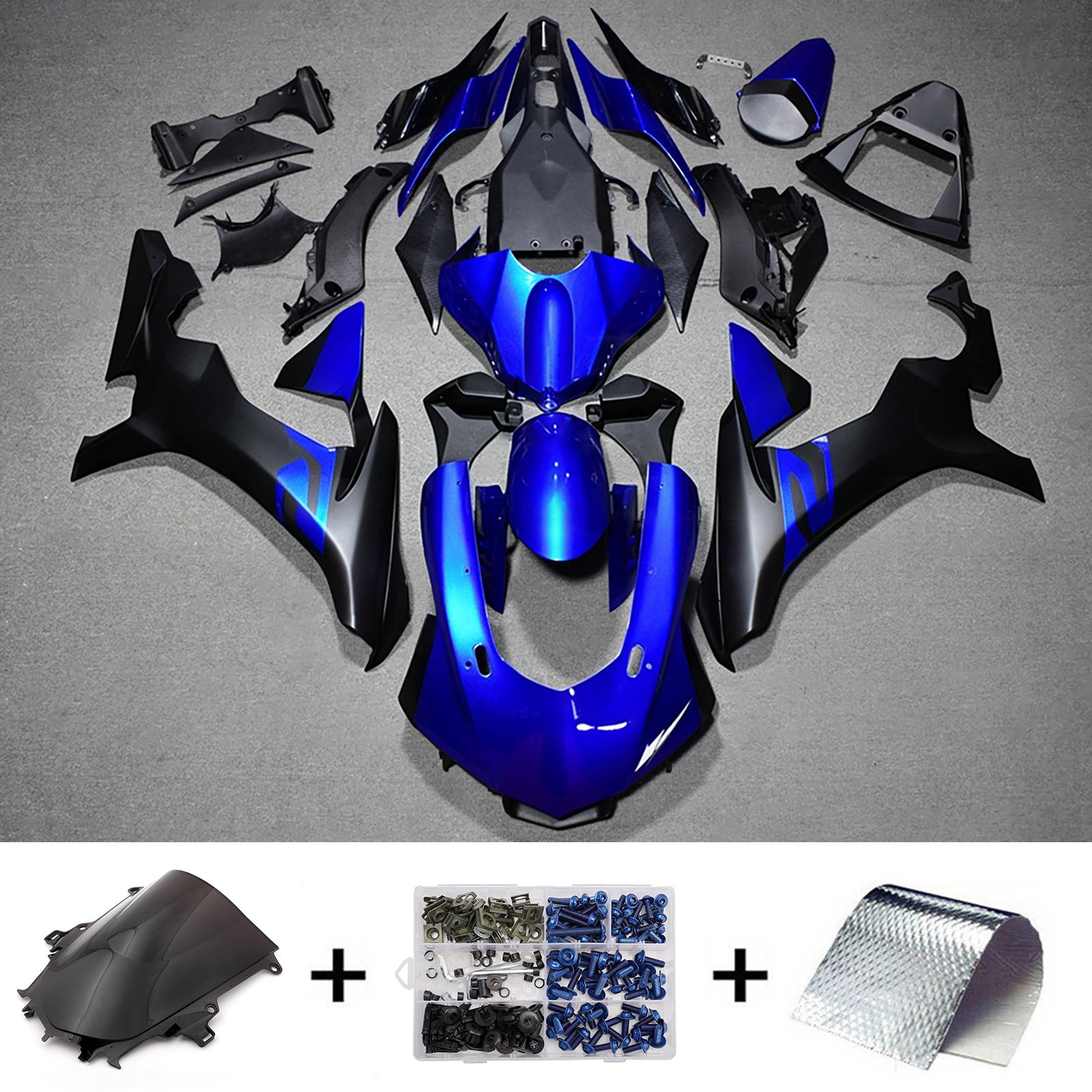 Amotopart 2015-2019 Yamaha YZF 1000 R1 Blue/Black Fairing Kit
