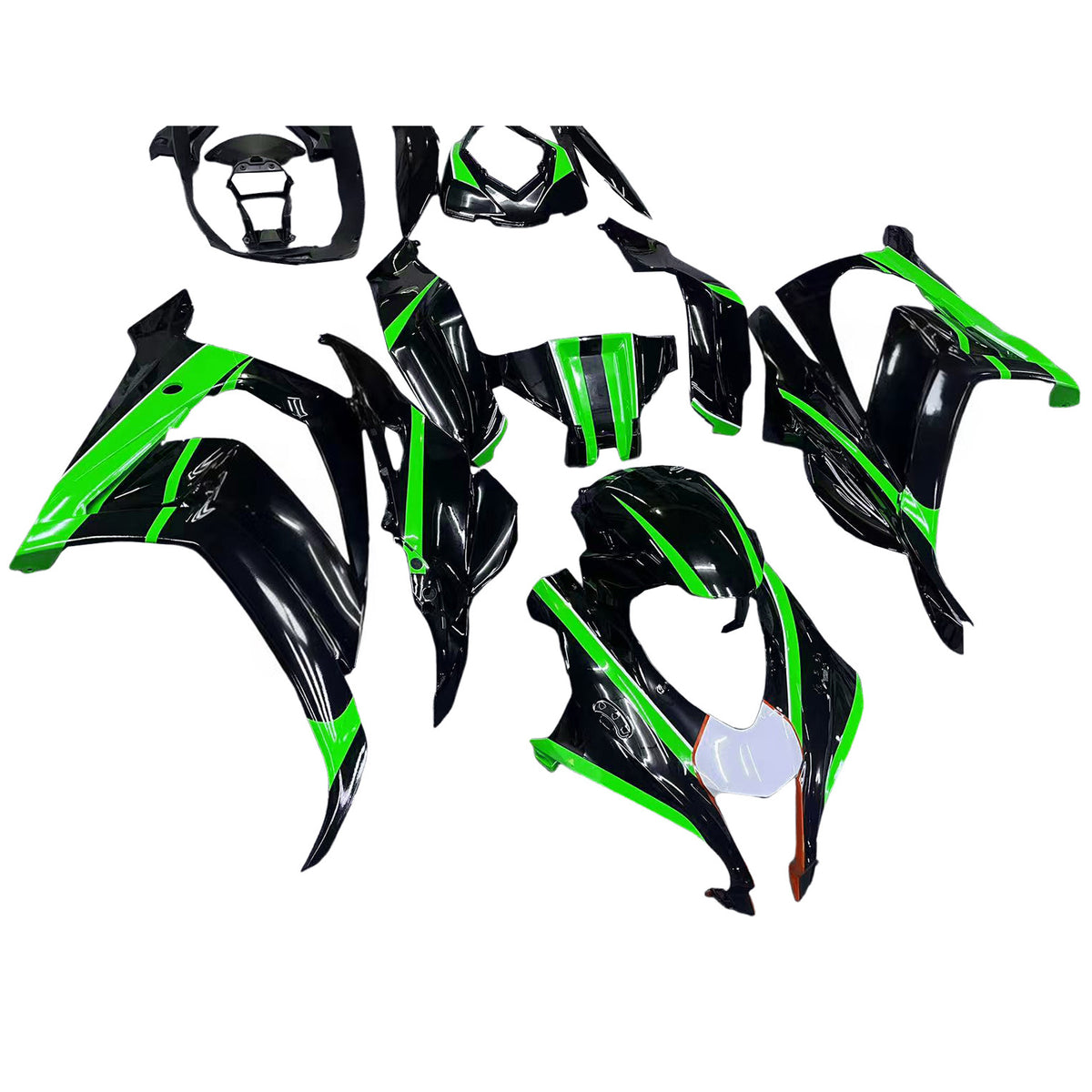 Zestaw owiewek Amotopart 2016-2020 Kawasaki ZX-10R biały zielony czarny