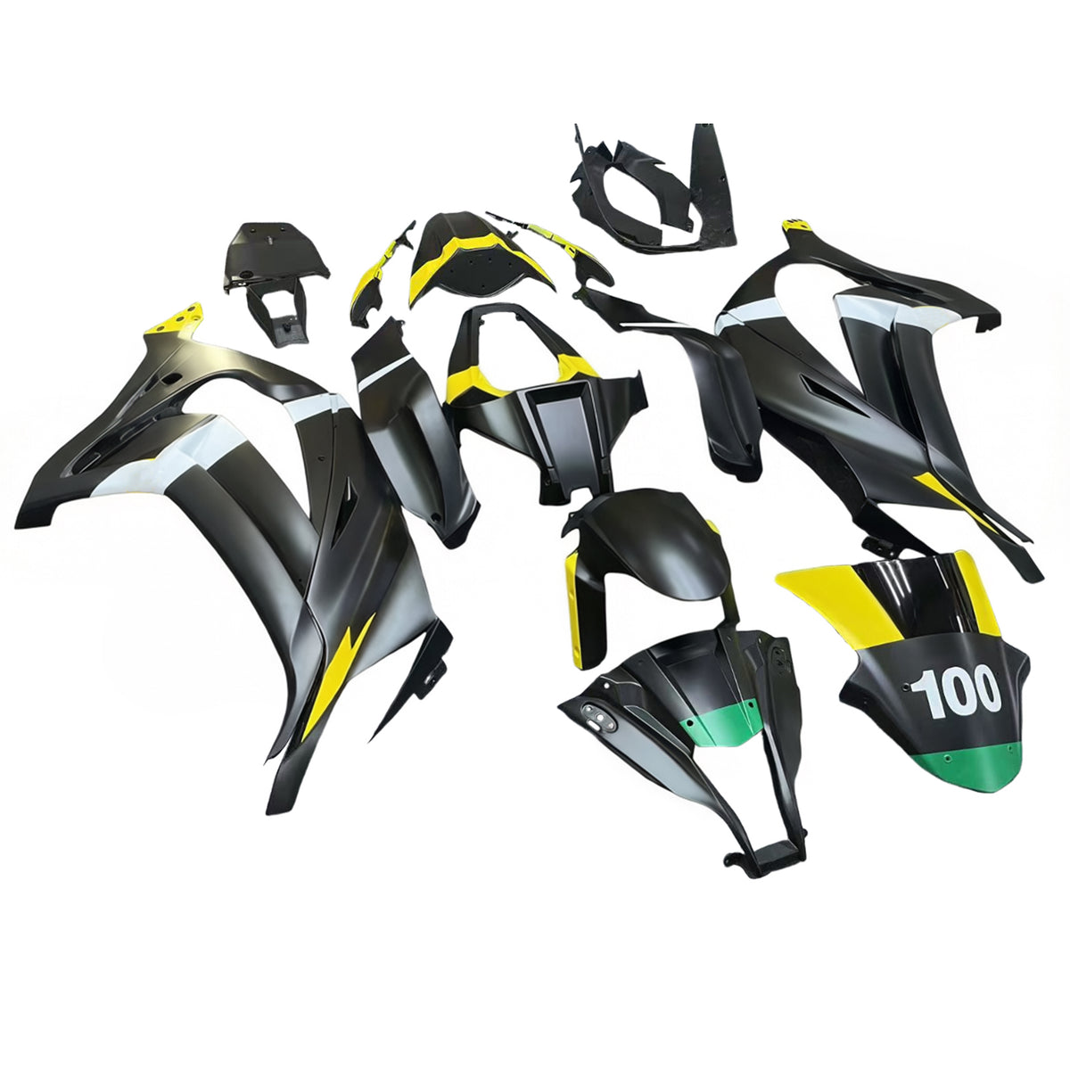 Amotopart 2011-2015 Kawasaki ZX-10R Yellow Black White Fairing Kit