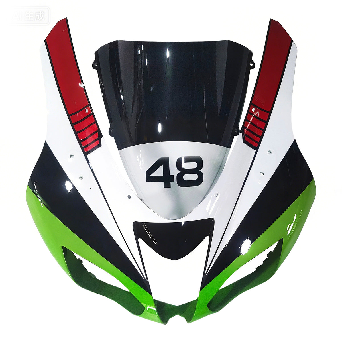 Amotopart 2007–2008 Kawasaki ZX-6R 636 Schwarz Grün Rot Weiß Verkleidungsset