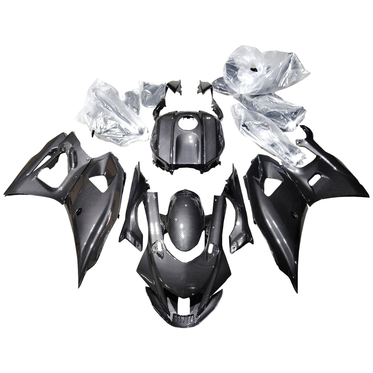 Amotopart 2021-2025 Yamaha YZF-R7 Black White Carbon Fiber Pattern Fairing Kit