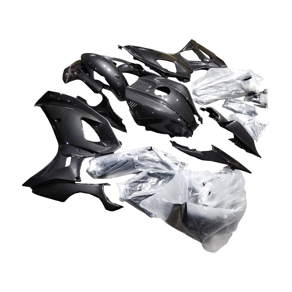 Amotopart 2021-2025 Yamaha YZF-R7 Black White Carbon Fiber Pattern Fairing Kit