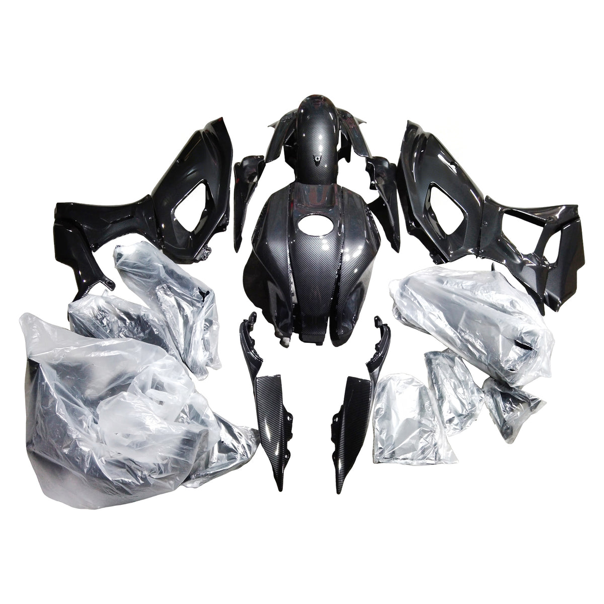 Amotopart 2021-2025 Yamaha YZF-R7 Black White Carbon Fiber Pattern Fairing Kit