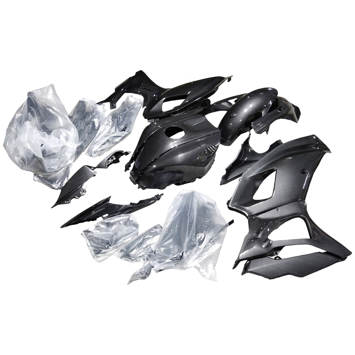 Amotopart 2021-2025 Yamaha YZF-R7 Black White Carbon Fiber Pattern Fairing Kit