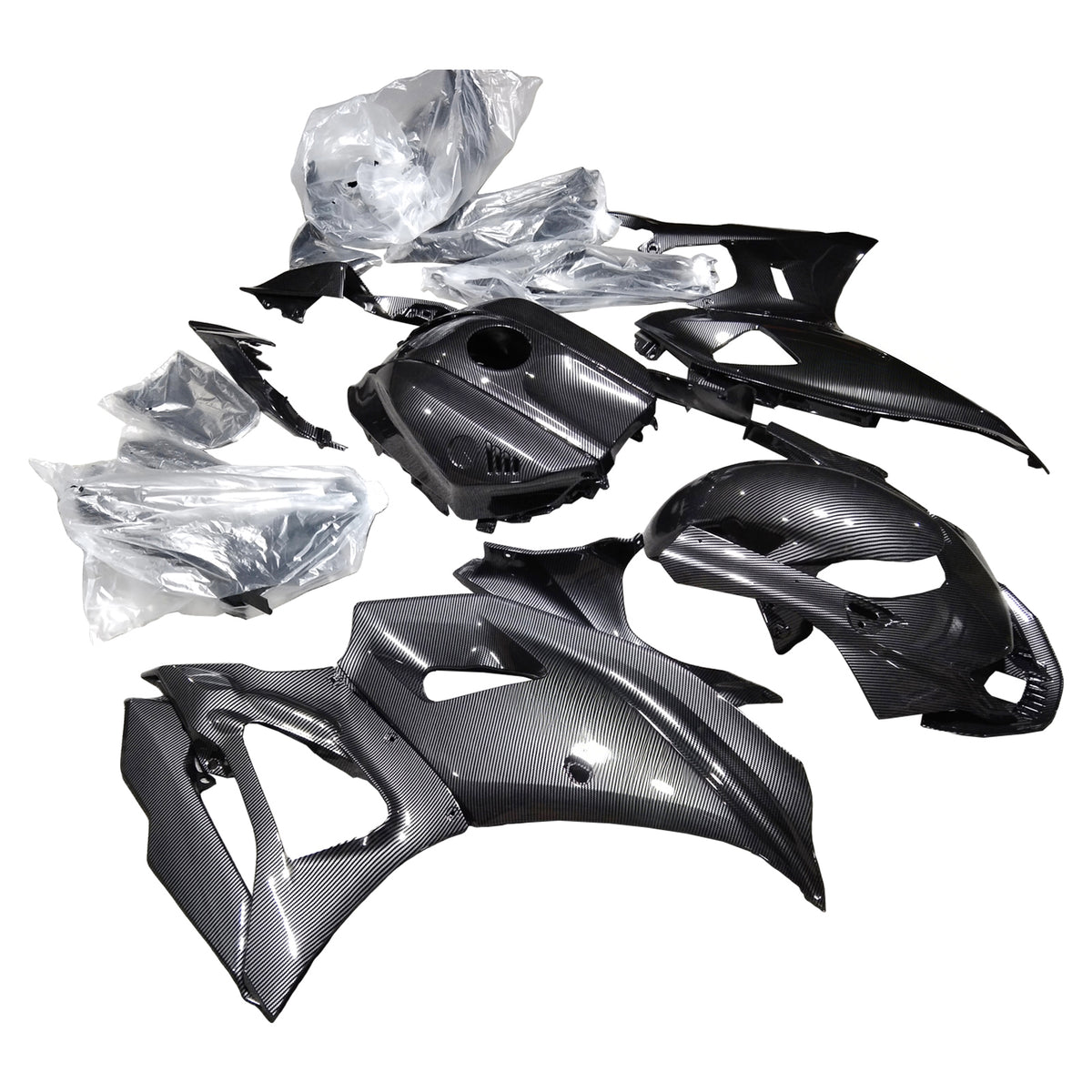 Amotopart 2021-2025 Yamaha YZF-R7 Black White Carbon Fiber Pattern Fairing Kit