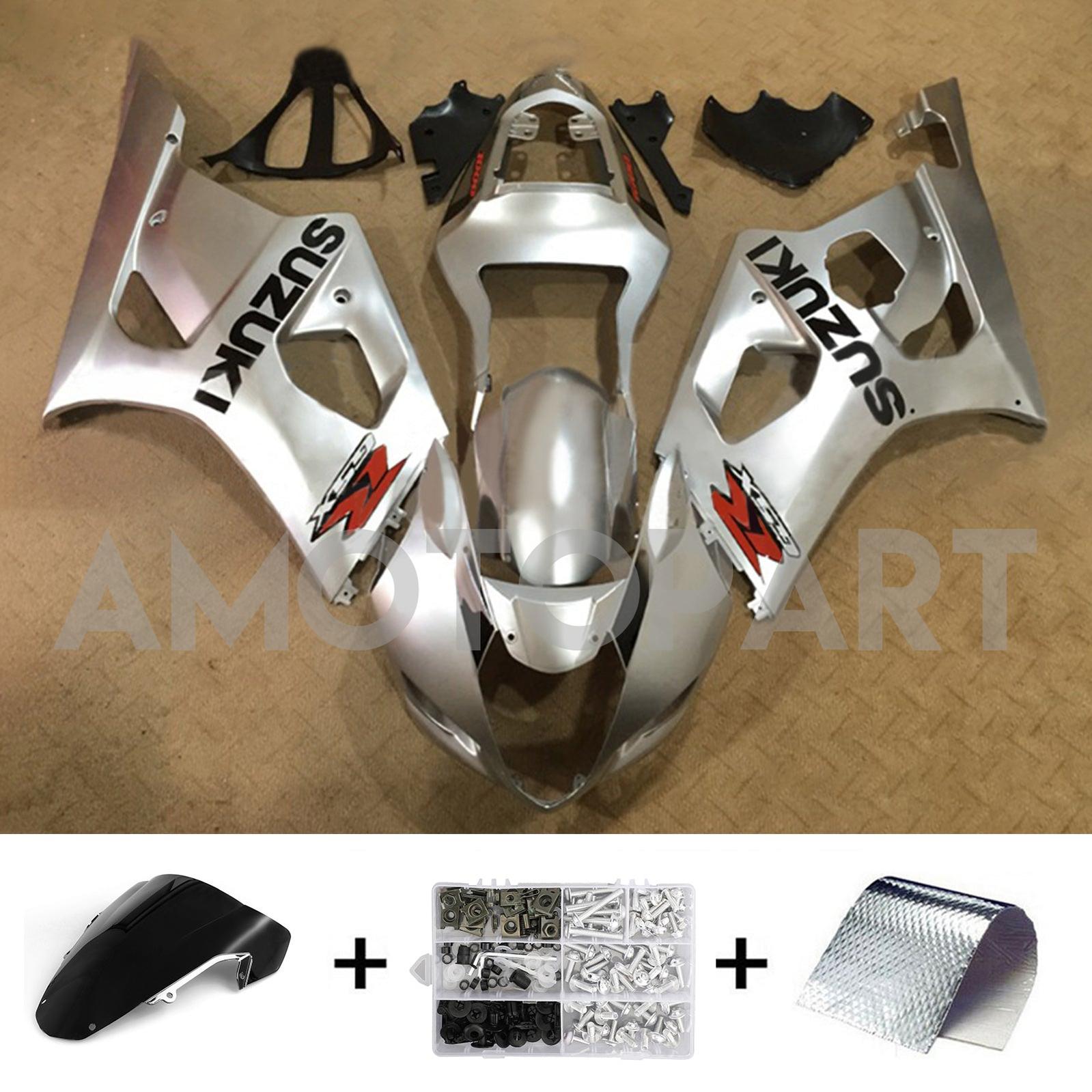 Amotopart 2003-2004 K3 Suzuki GSXR1000 Silver/Grey Fairing Kit