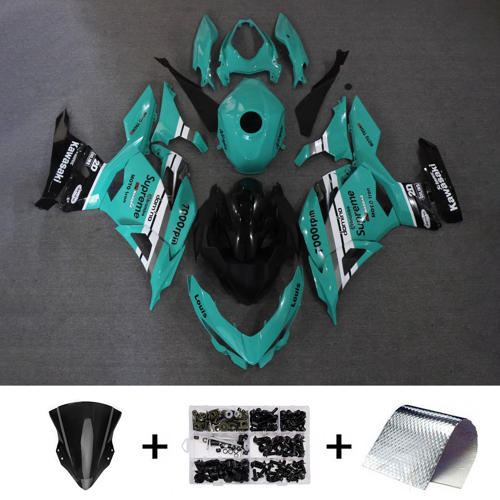Amotopart 2018-2024 Kawasaki EX400/Ninja400 Green Black White Fairing Kit