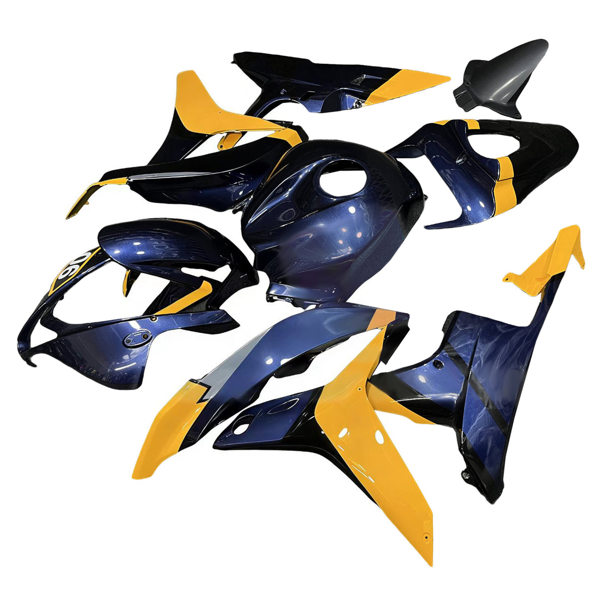 Amotopart 2007-2008 Honda CBR600RR F5 Kit de carénage bleu jaune